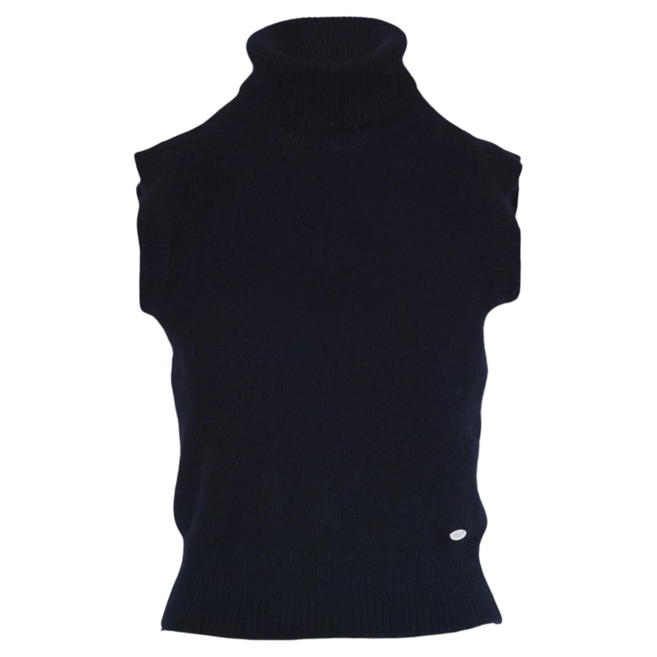 Pre-owned Versace Black Cashmere Turtleneck Vest - '80s