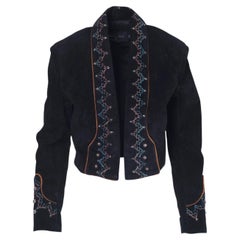 Patricia Wolf Embellished Suede Western Jacket in Black - '90s