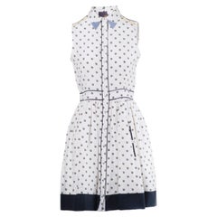 Fendi White Silk Shirt Dress with Polka Dot Print and Contrast Hem- '10s