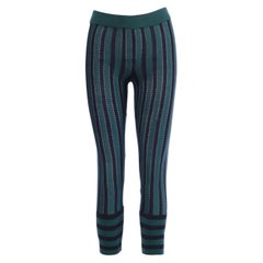 Marni Green & Navy Striped Cotton Knit Trousers - '00s