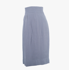 Gucci Vintage Navy & White Micro-Check High-Waist Midi Skirt - '90s