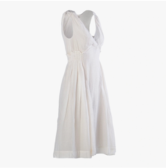 Miu Miu 2007 Silk-Cotton Smocked Waist Midi Dress - '00s