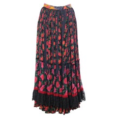 Dolce & Gabbana Floral Fringe Tiered Maxi Skirt-'90s
