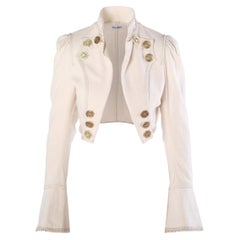 Dolce & Gabbana Ivory Military Cropped Jacket with Gold Crest Buttons - '00s