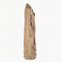 Denimaxx Beige Calf Hair & Leather Maxi Coat with Fur Trim - '90s