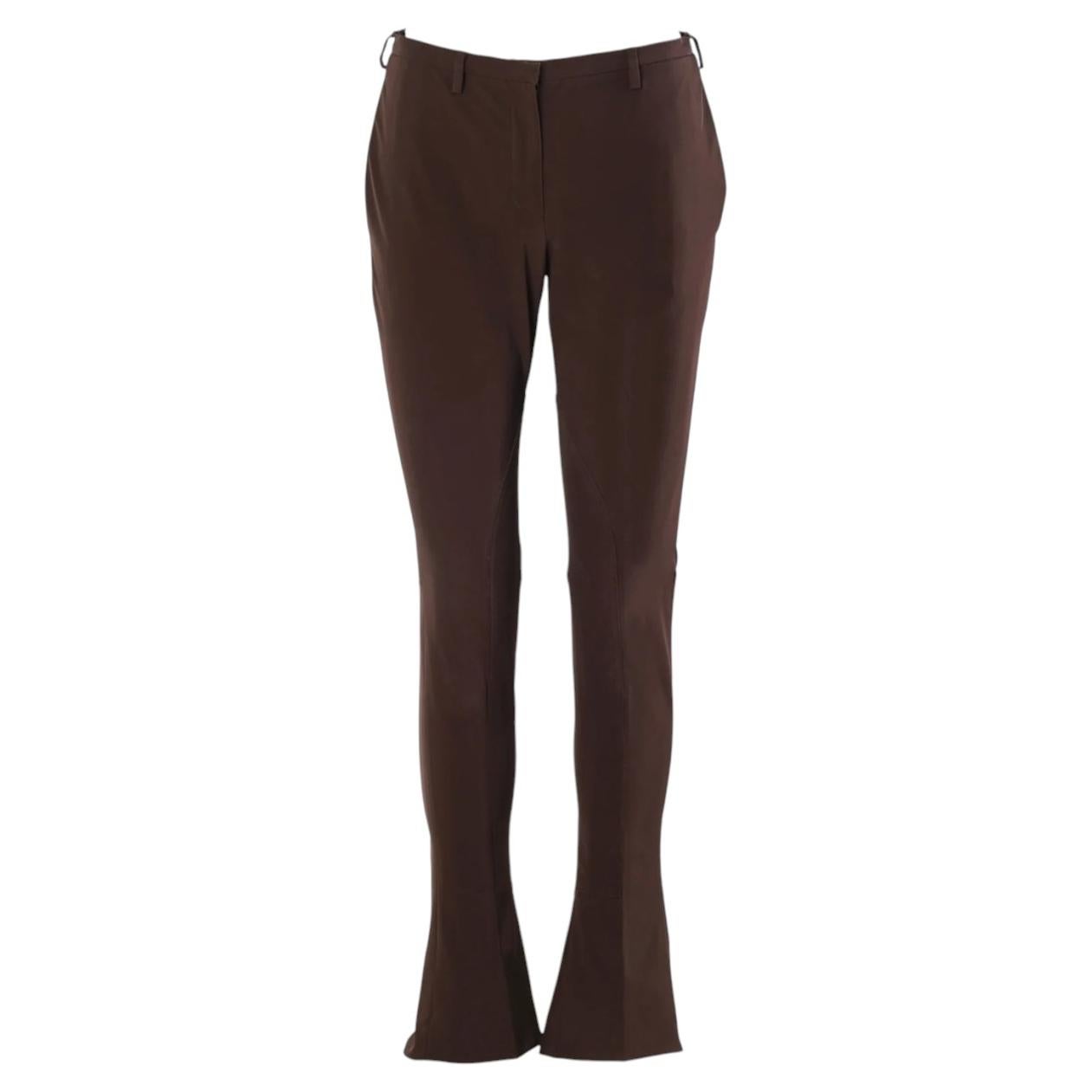 Pantalon évasé extensible Prada marron - années 2000 en vente