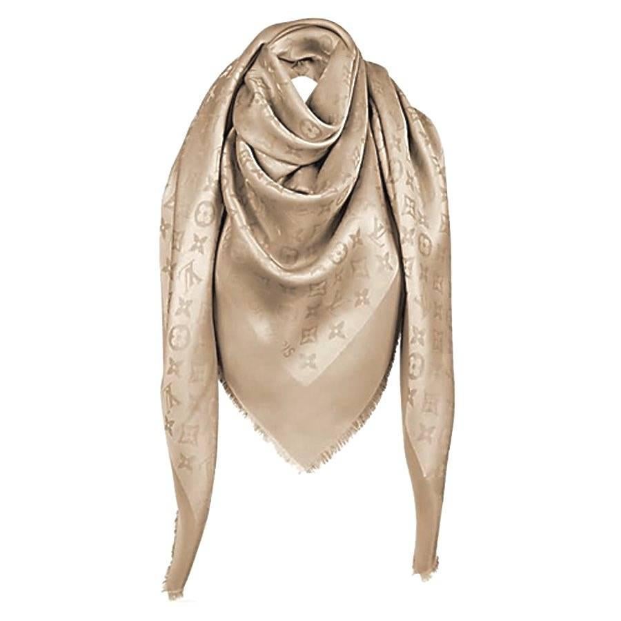 Louis Vuitton Monogram Shine Gold Scarf New 