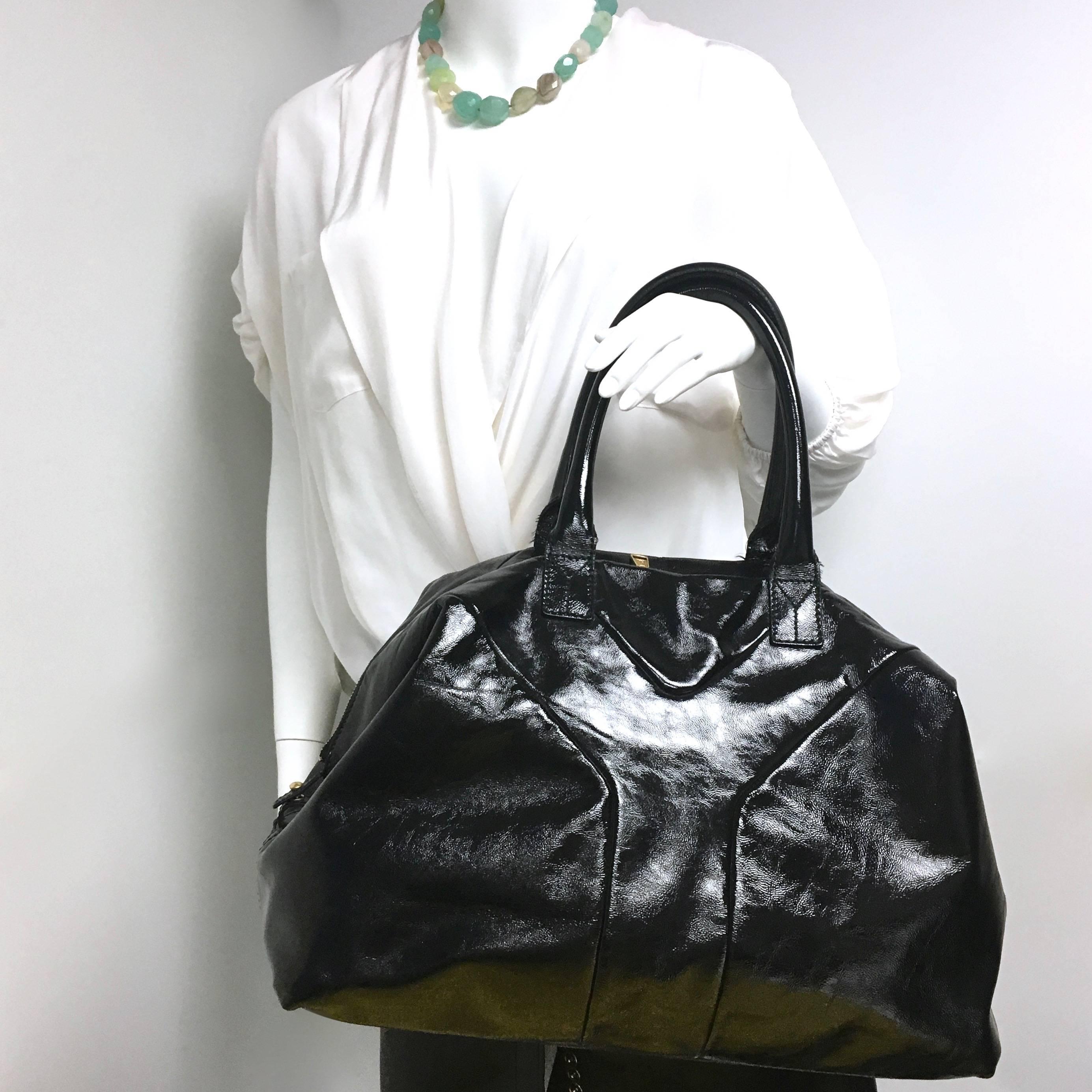 Yves Saint Laurent Easy Y Patent Medium Black Satchel 2