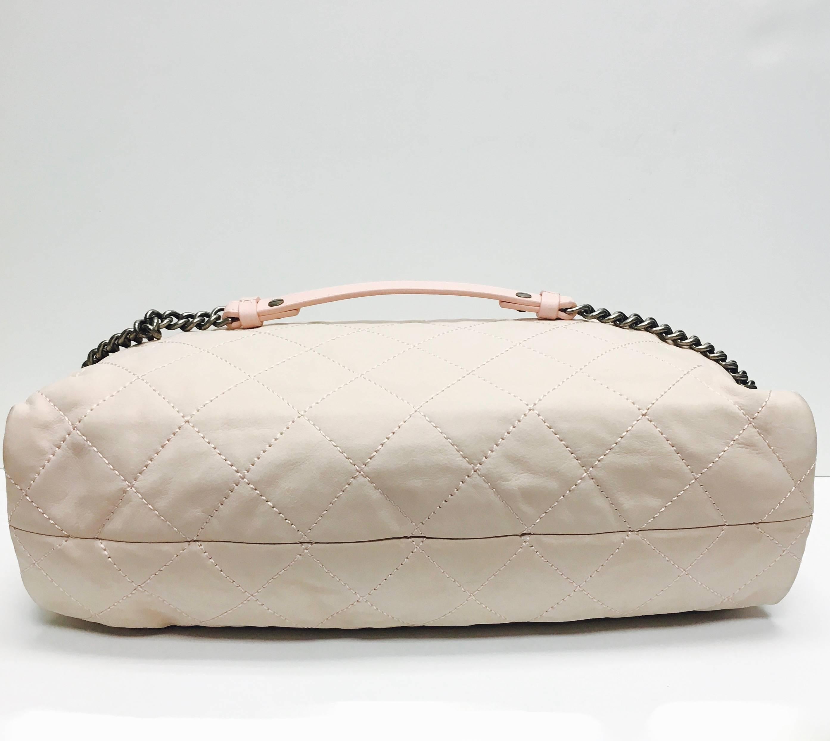 CHANEL Light Pink Quilted Calfskin Leather Coco Daily Hobo Bag 13C In New Condition In Westlake Village, CA