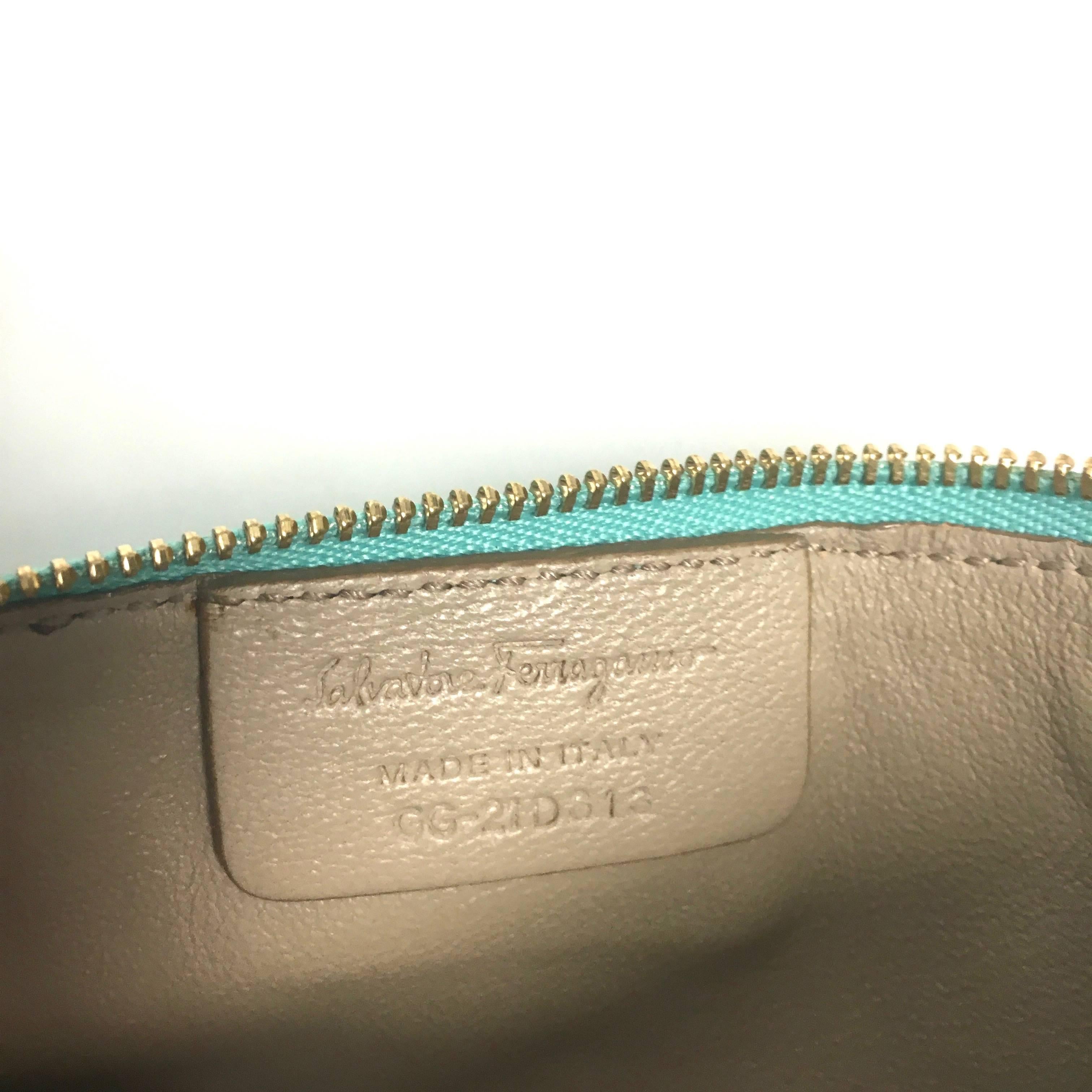 Salvatore Ferragamo Sookie Small Flap Satchel Bag Turquoise In Excellent Condition In Westlake Village, CA