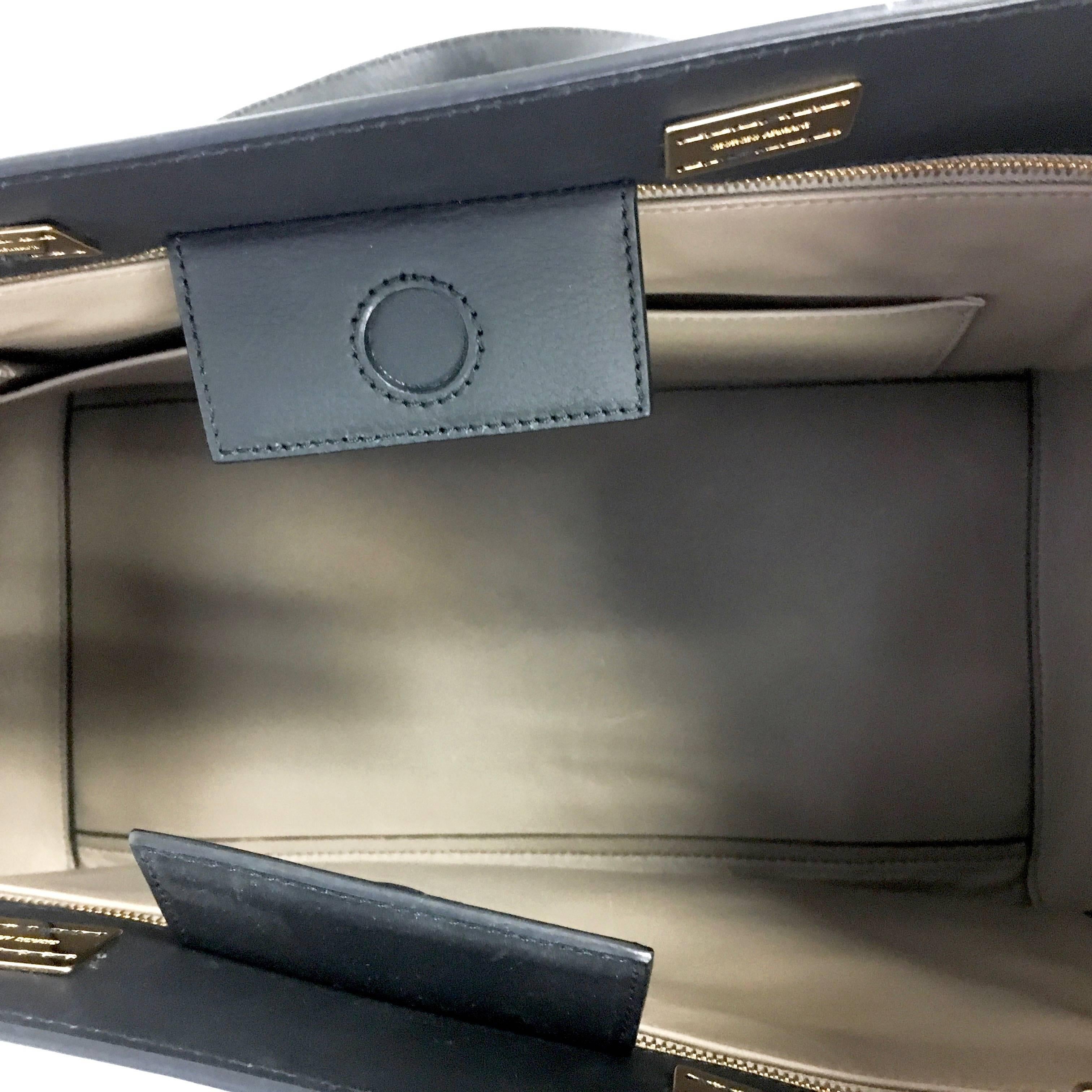 Women's or Men's GIORGIO ARMANI  Black Leather Trapeze Tote Large Bag