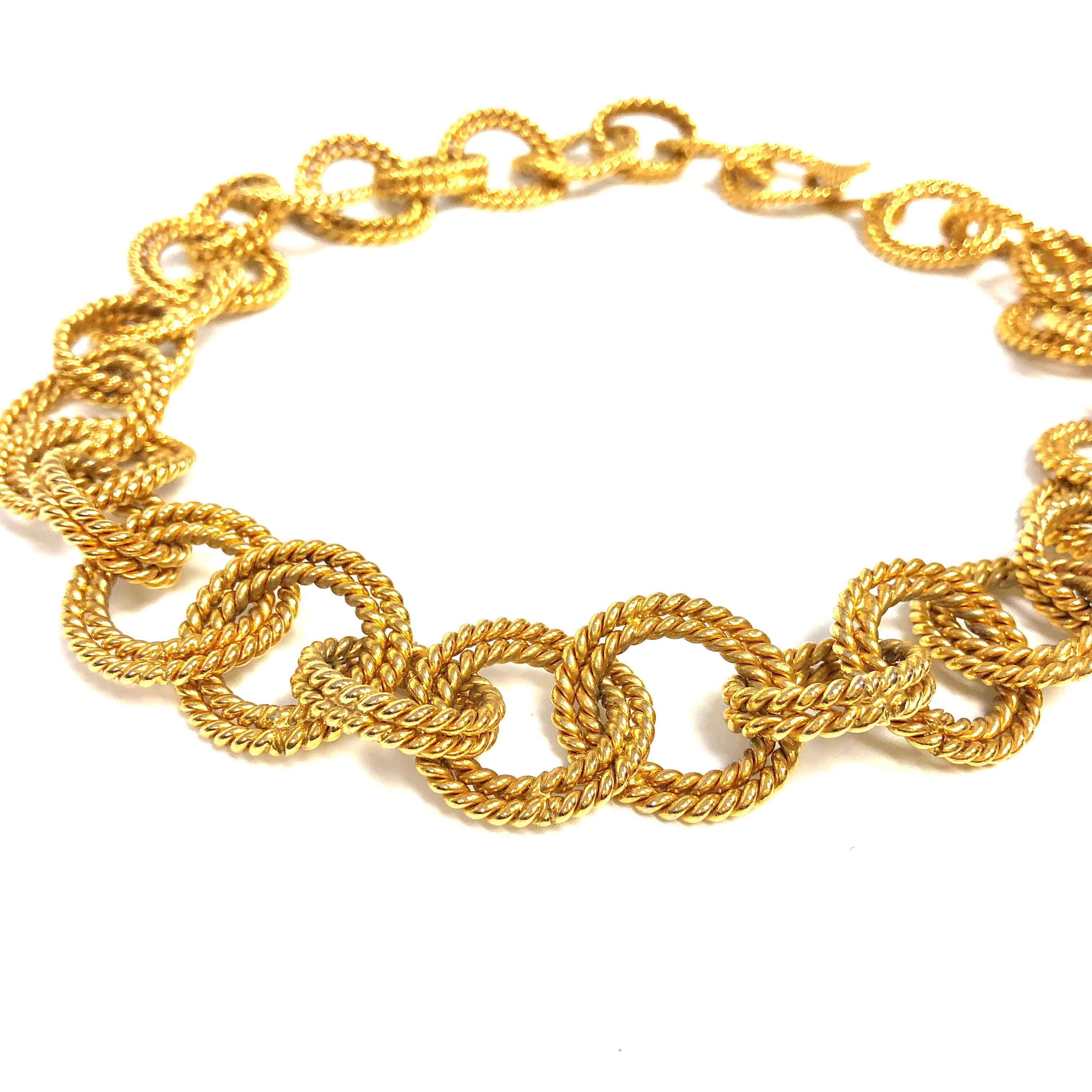 Chanel Chunky Gold Double Circle Rope Link Necklace  1