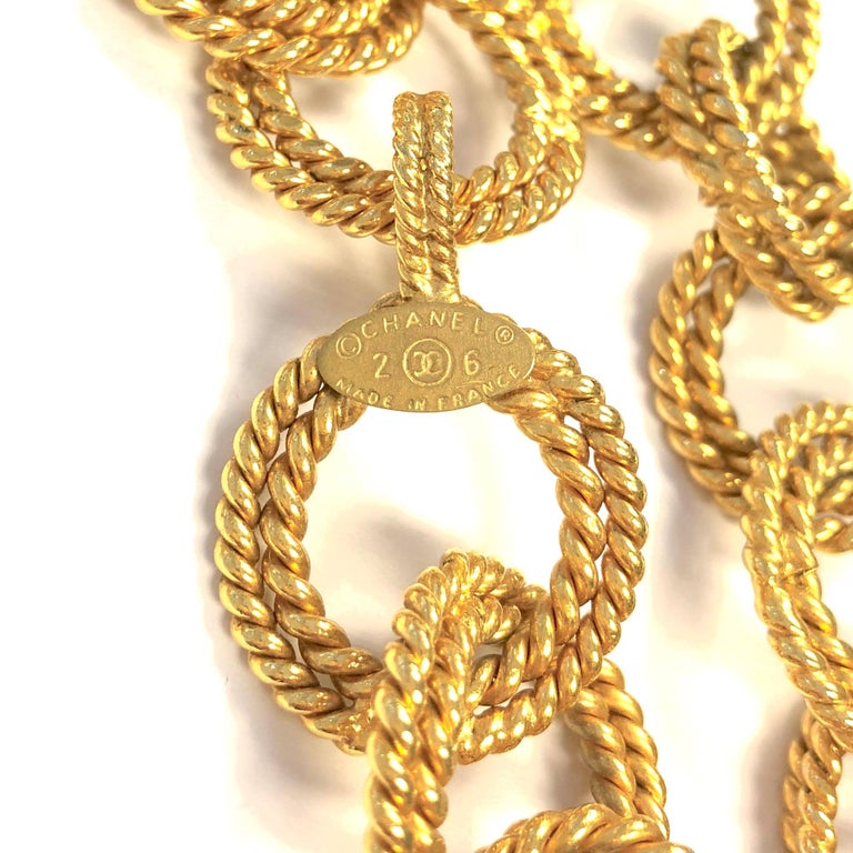 Chanel Chunky Gold Double Circle Rope Link Necklace at 1stDibs