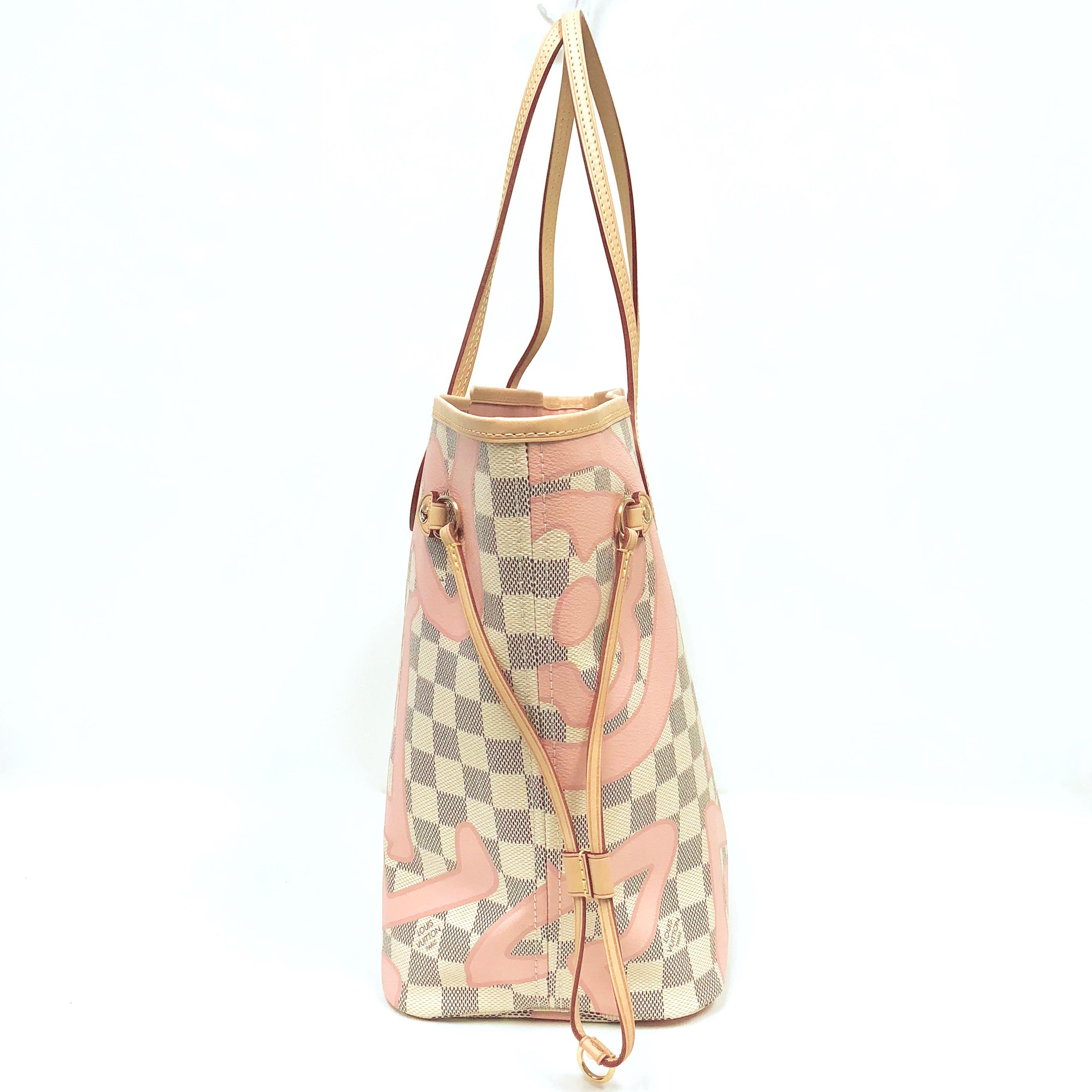 Beige Louis Vuitton Limited Edition Neverfull MM Tahitienne Tahiti Rose Canvas Tote