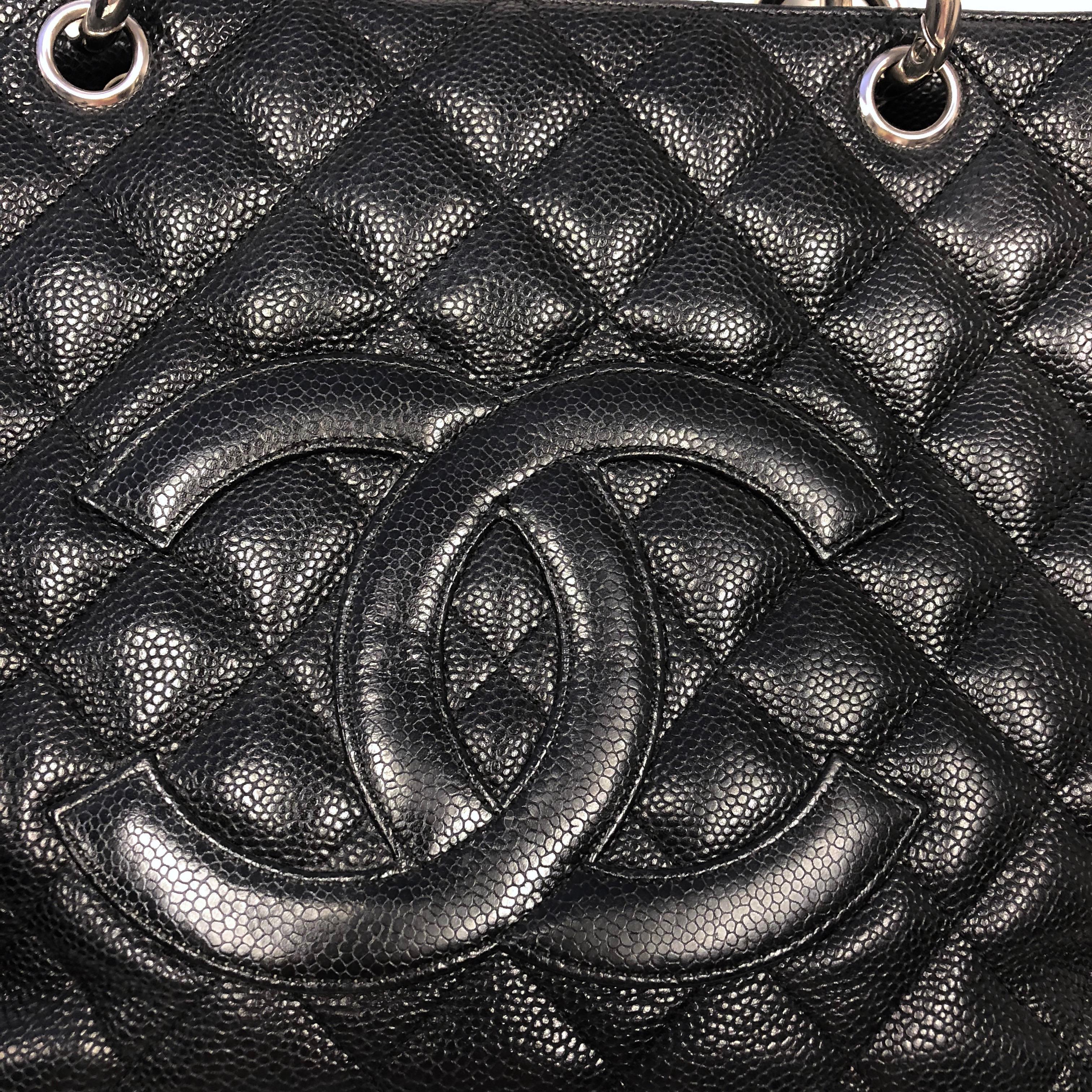 CHANEL Black Caviar Leather Grand Shopping Tote Bag 2