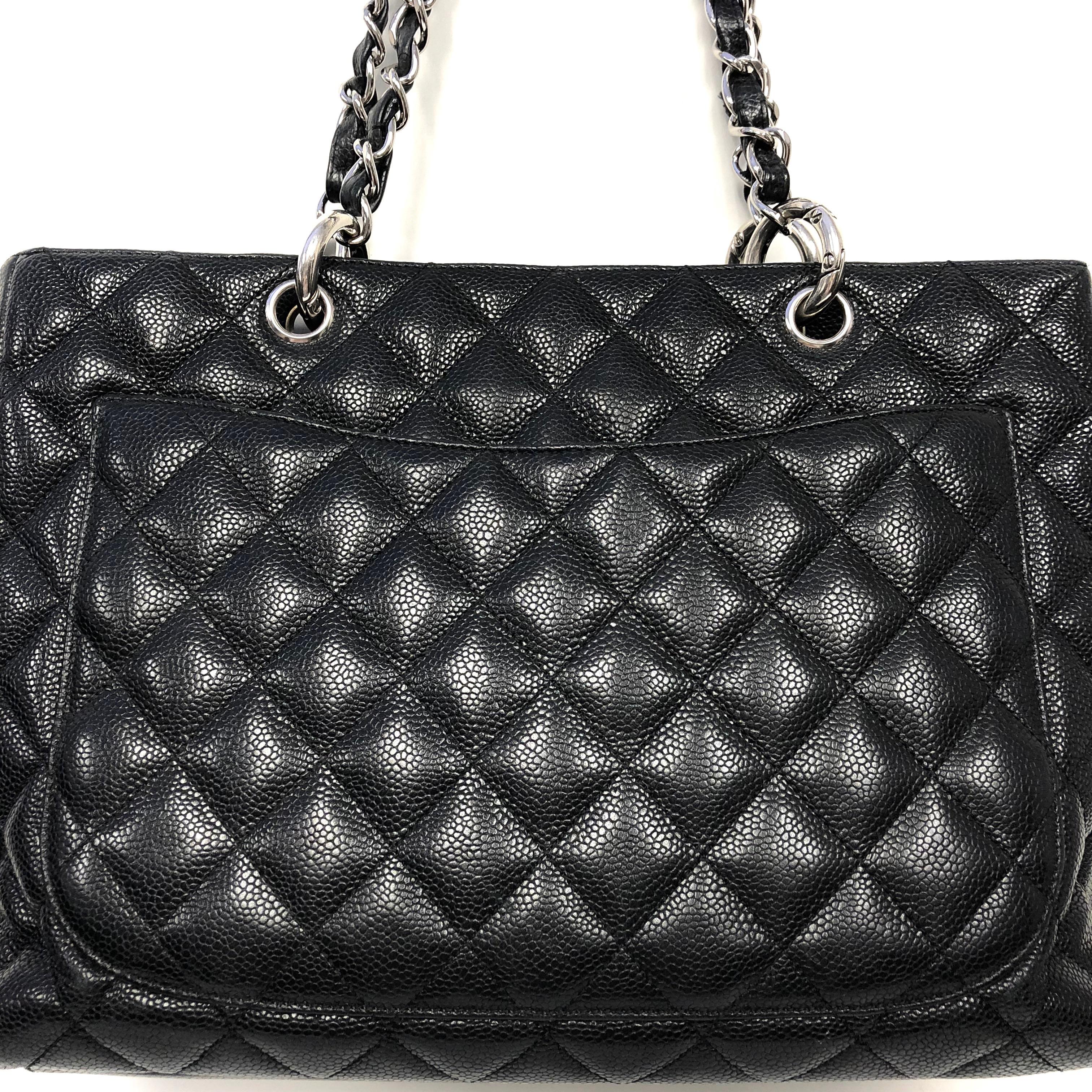 CHANEL Black Caviar Leather Grand Shopping Tote Bag 1