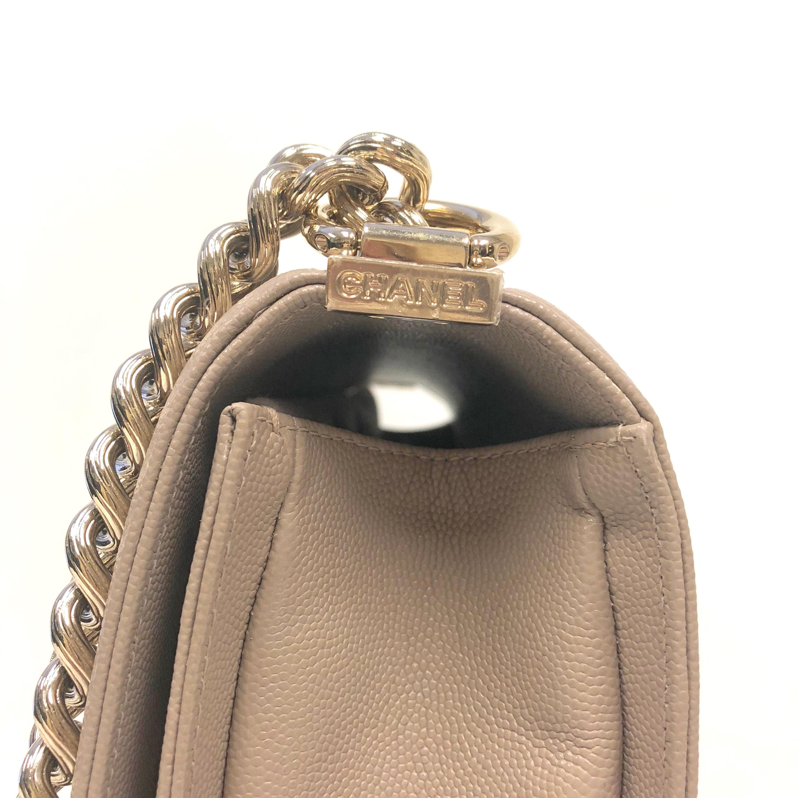 chanel boy dark beige