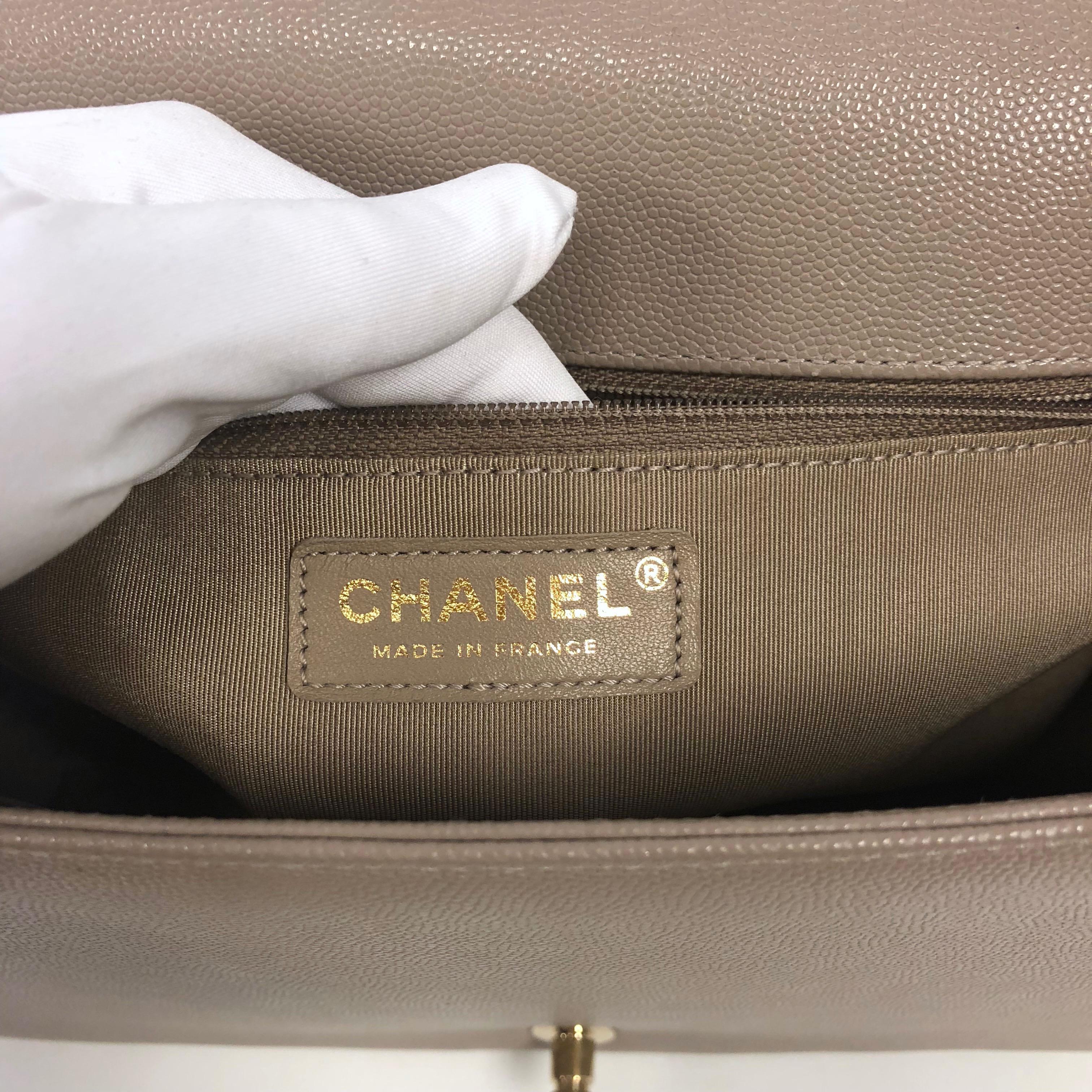 Chanel Dark Beige Quilted Caviar Large Boy Bag 17P 2