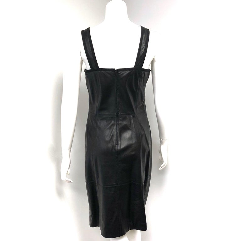 Salvatore Ferragamo Black Leather Dress For Sale at 1stDibs