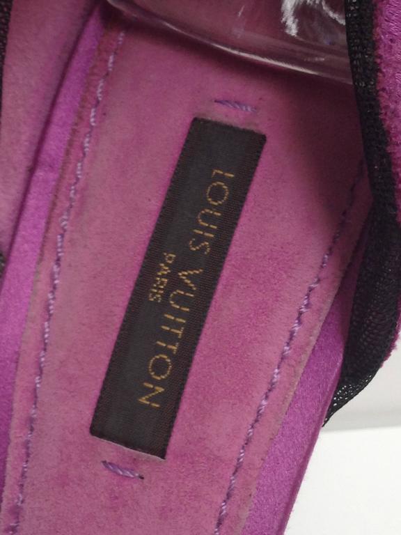Louis Vuitton Balmoral Purple Satin and Black Velvet D'Orsay Heels 37.5 ...