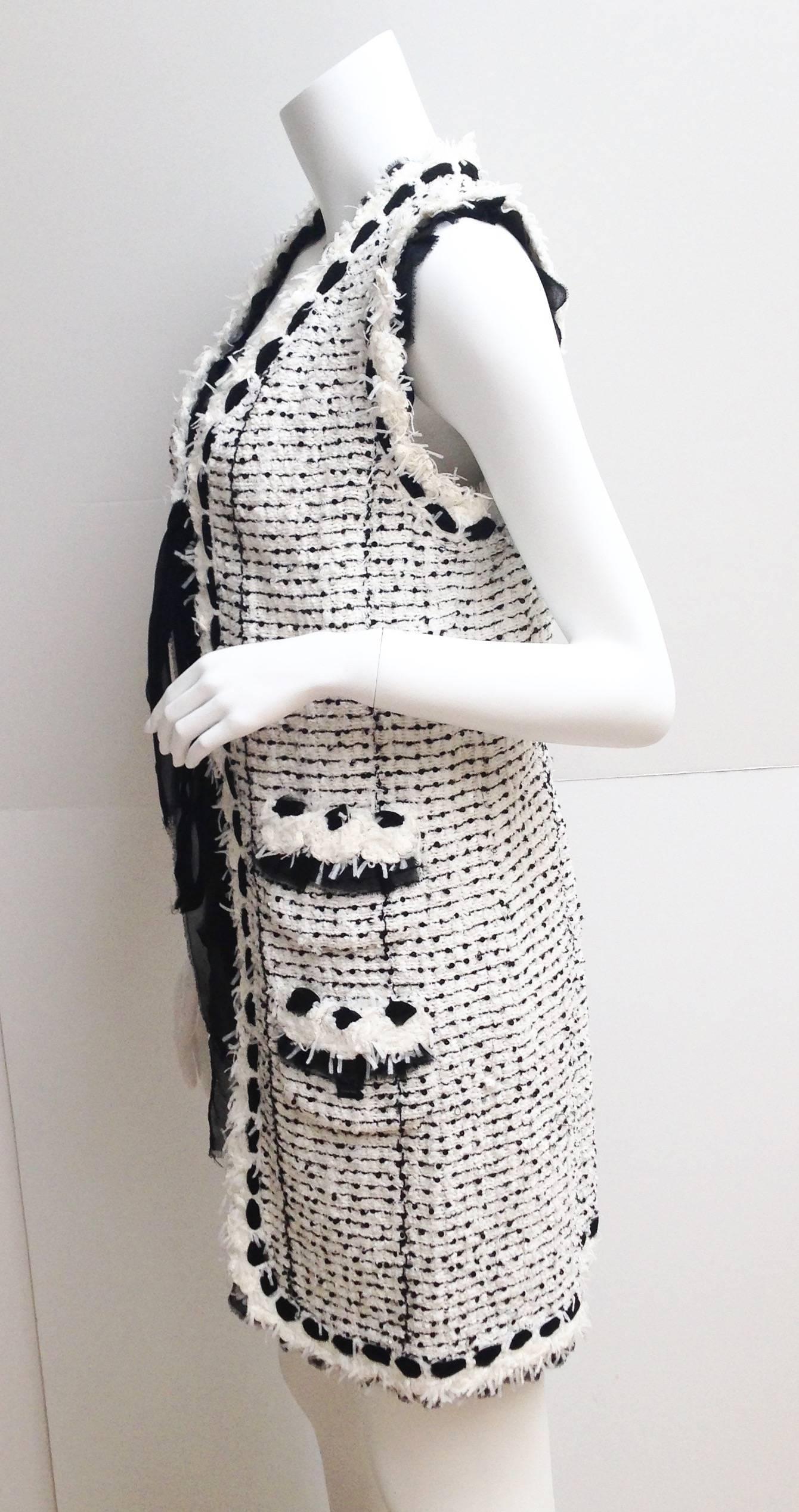 black and white tweed sweater