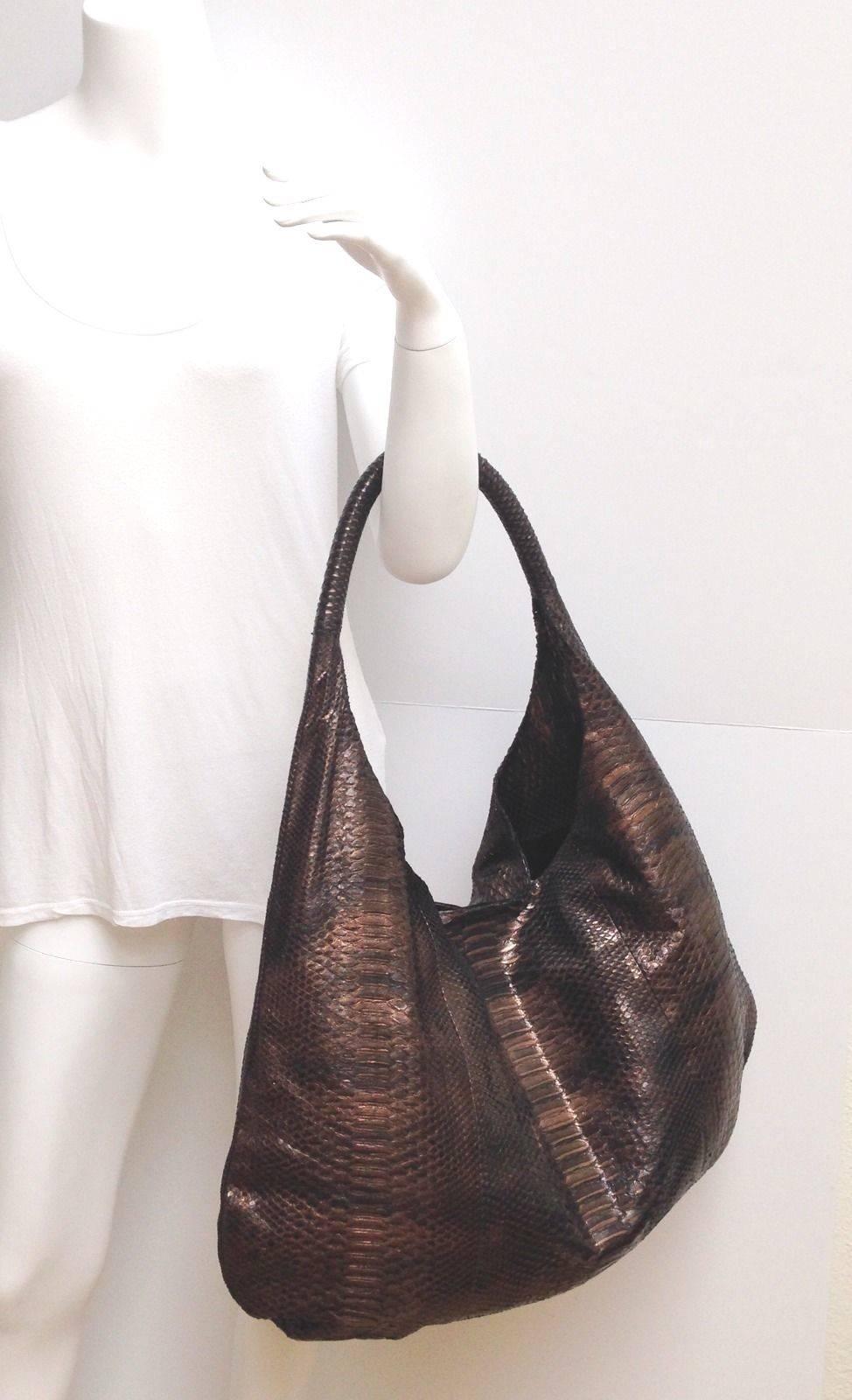 DEVI KROELL Stunning XL Black Bronze Python Bag In Excellent Condition In Westlake Village, CA