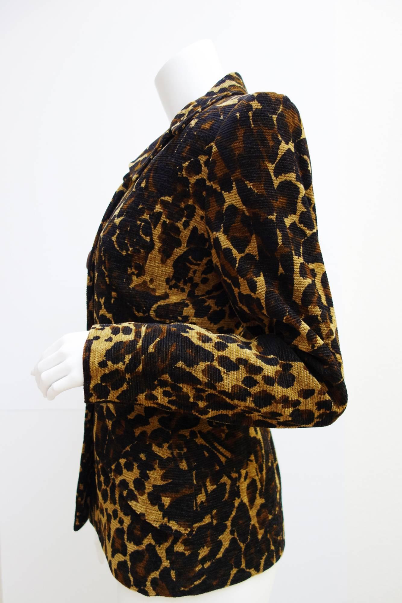 Vintage Yves Saint Lauren Rive Gauche Leopard Print Jacket Blazer Size 36 FR 1