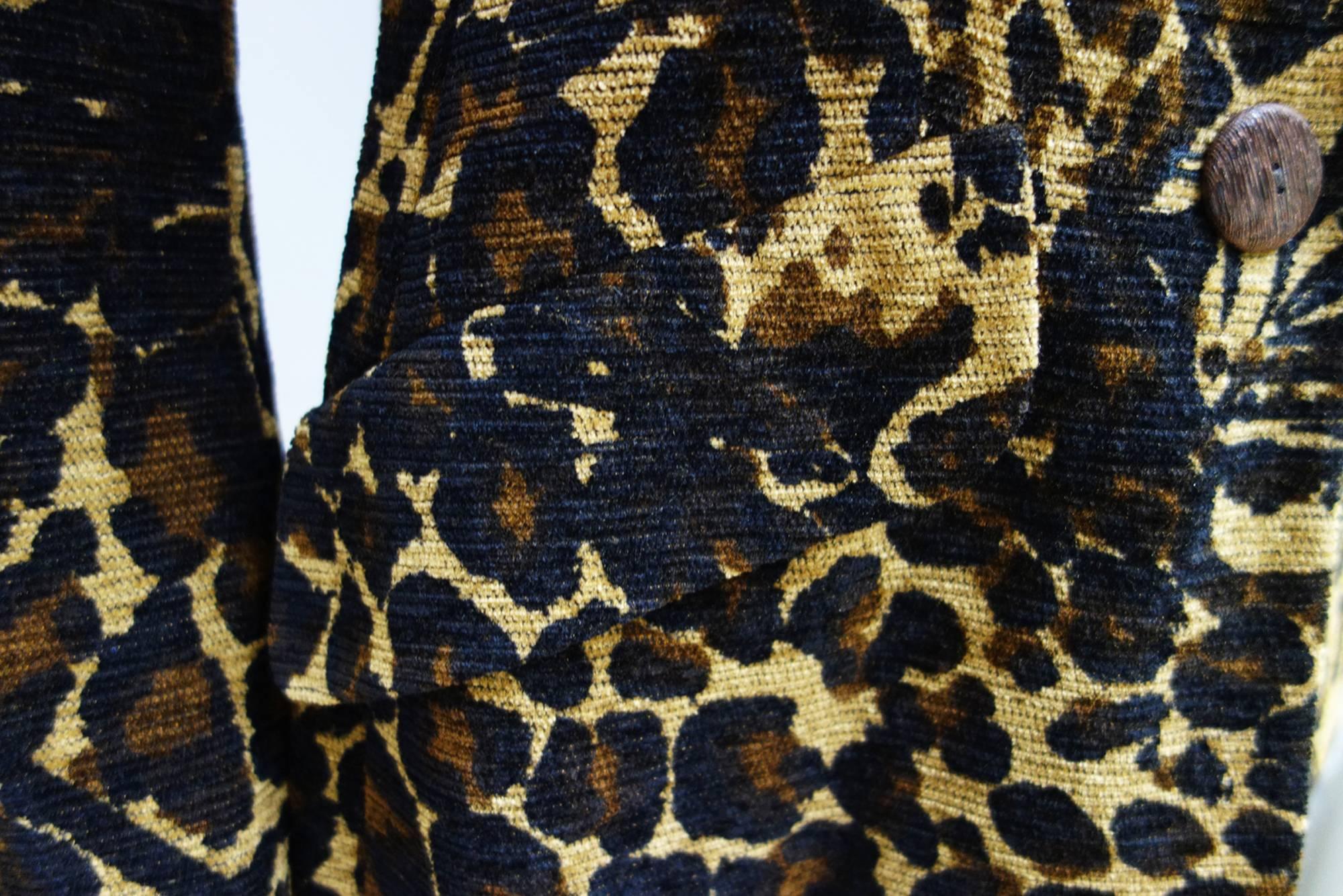 Black Vintage Yves Saint Lauren Rive Gauche Leopard Print Jacket Blazer Size 36 FR