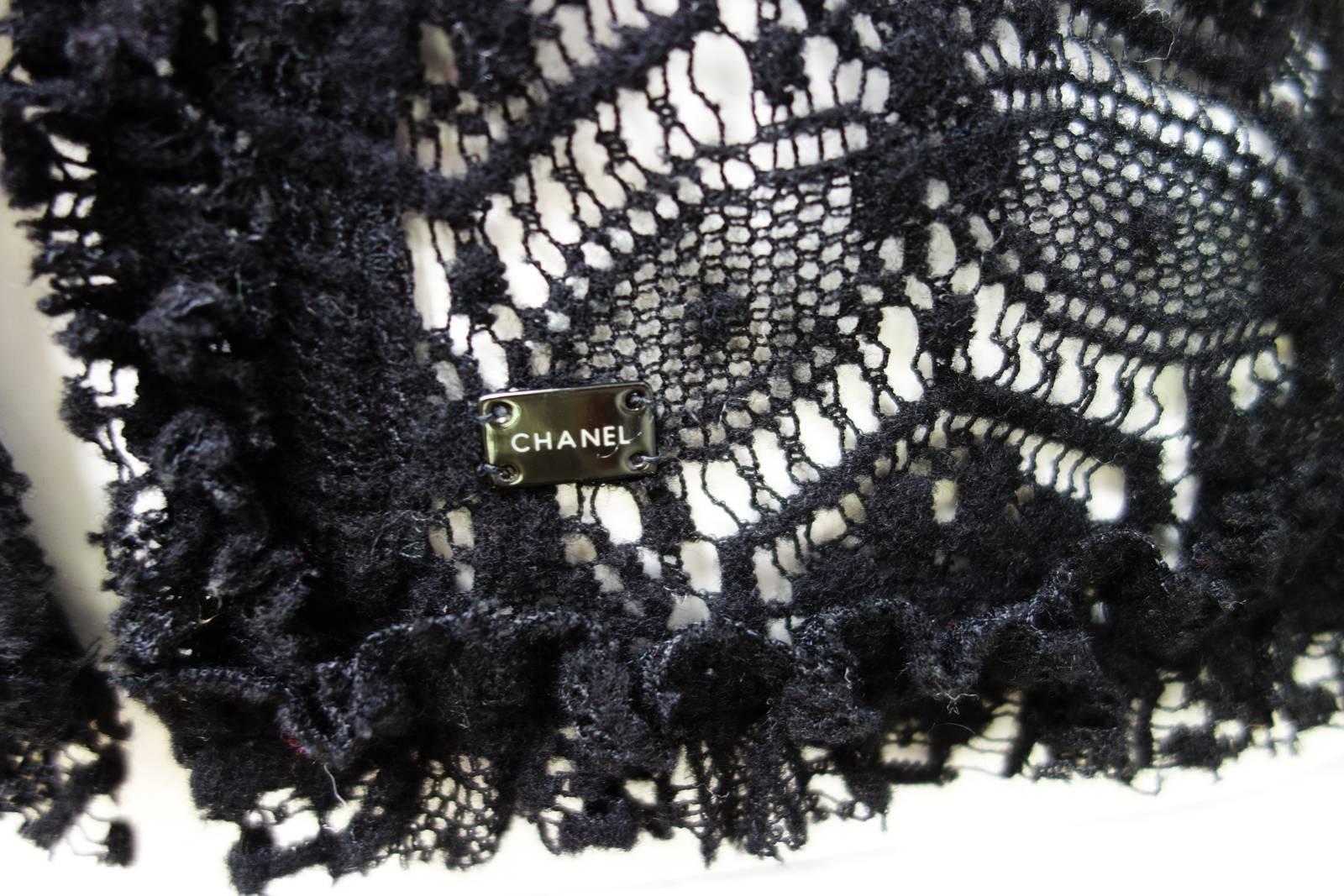 CHANEL Black Lace Cardigan Top 04A Size 38 1