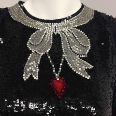 Vintage 1970s Oscar de La Renta Festive Sequin Evening Blouse
