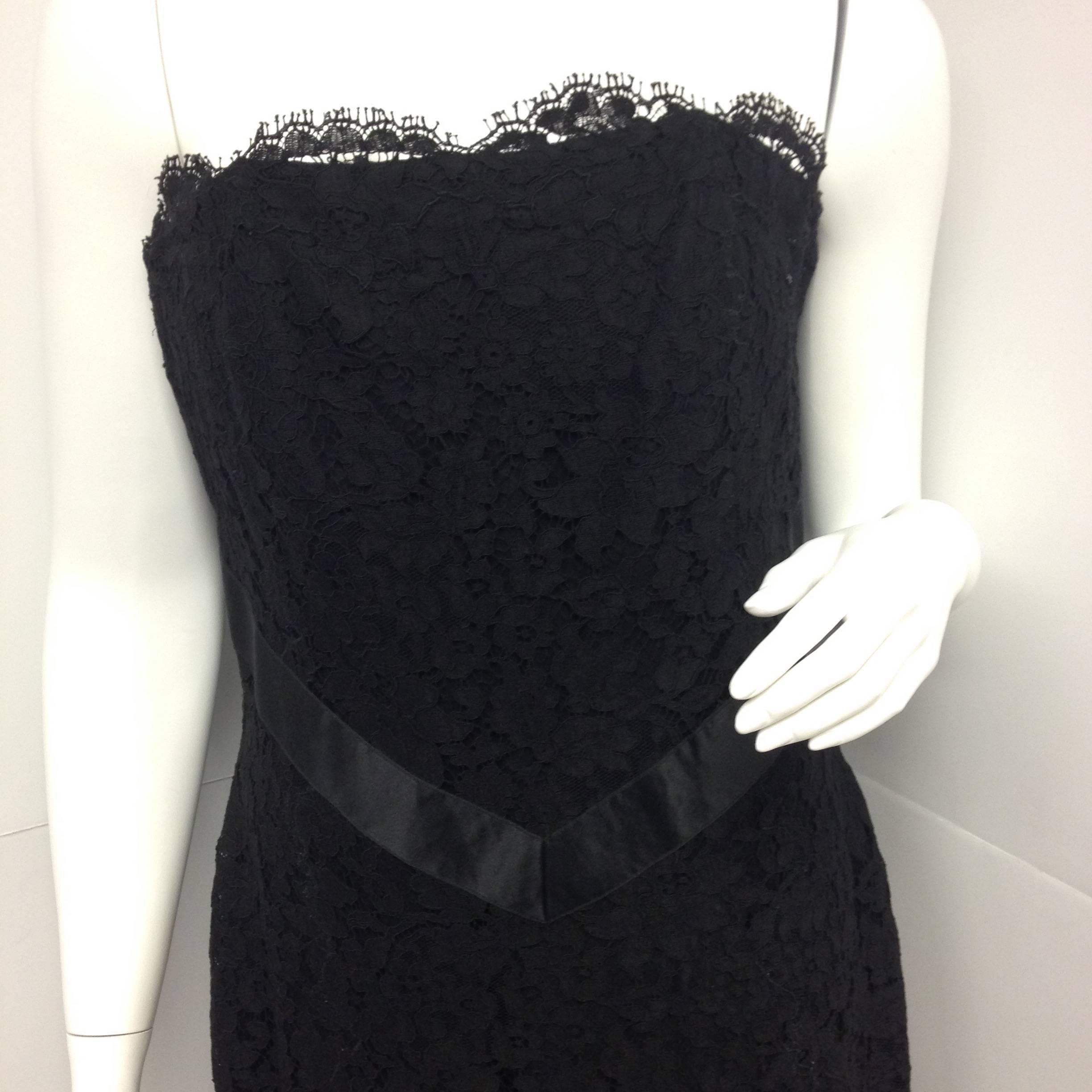 Chanel Black Lace Silk and Chiffon Strapless Hourglass Cocktail Dress Set In Excellent Condition For Sale In Westlake Village, CA