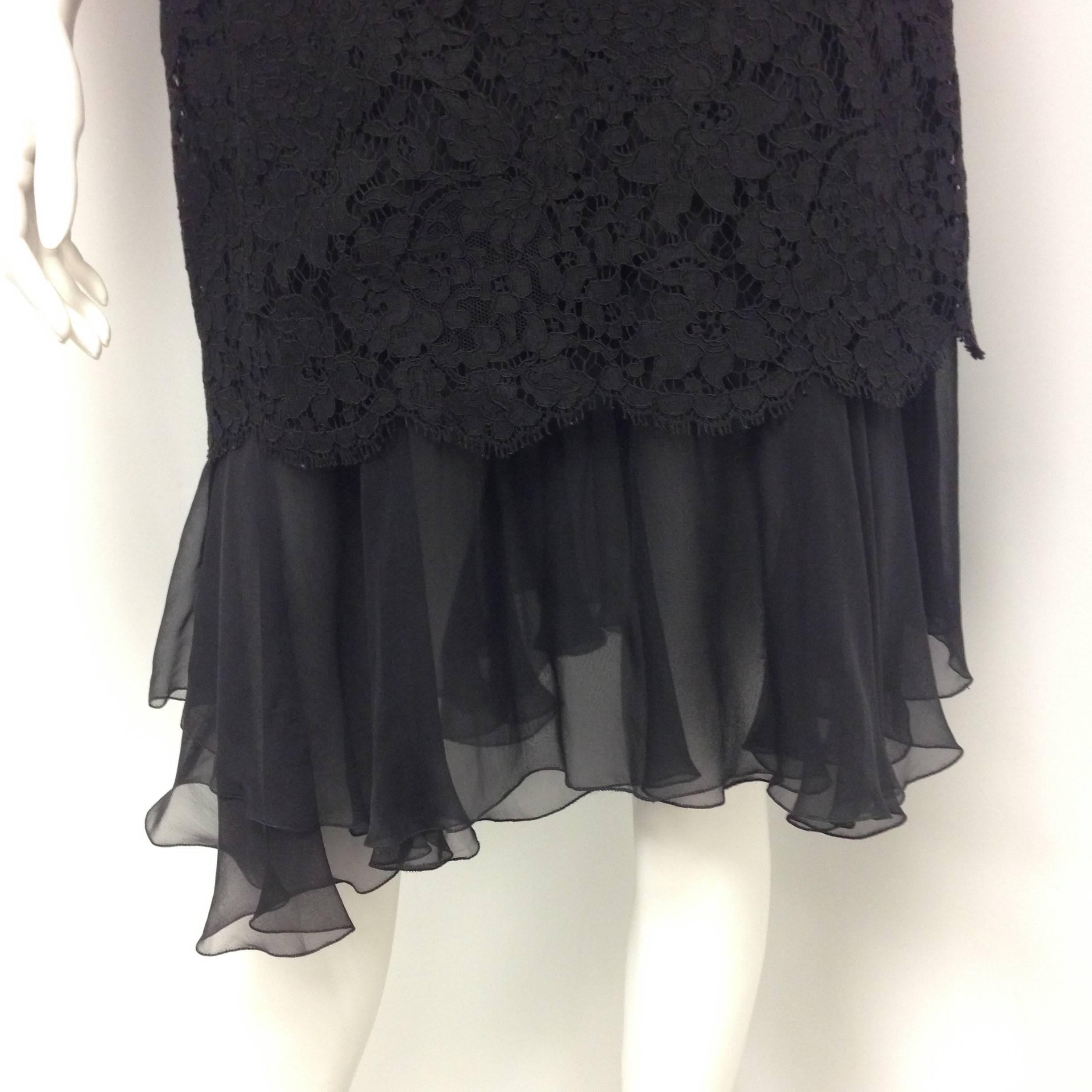 Chanel Black Lace Silk and Chiffon Strapless Hourglass Cocktail Dress Set For Sale 2
