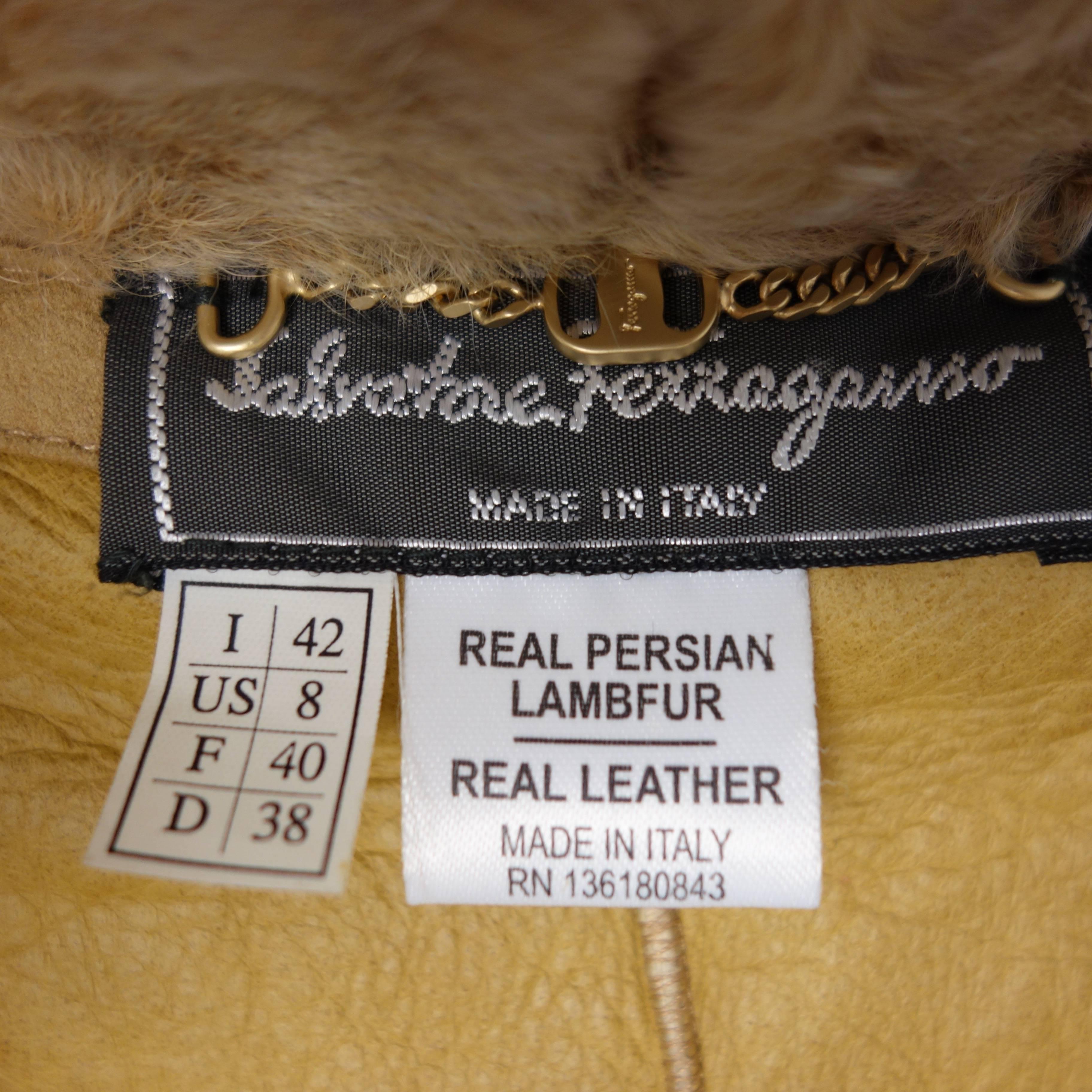 Salvatore Ferragamo Persian Lamb Fur Full Length Leather Jacket 2