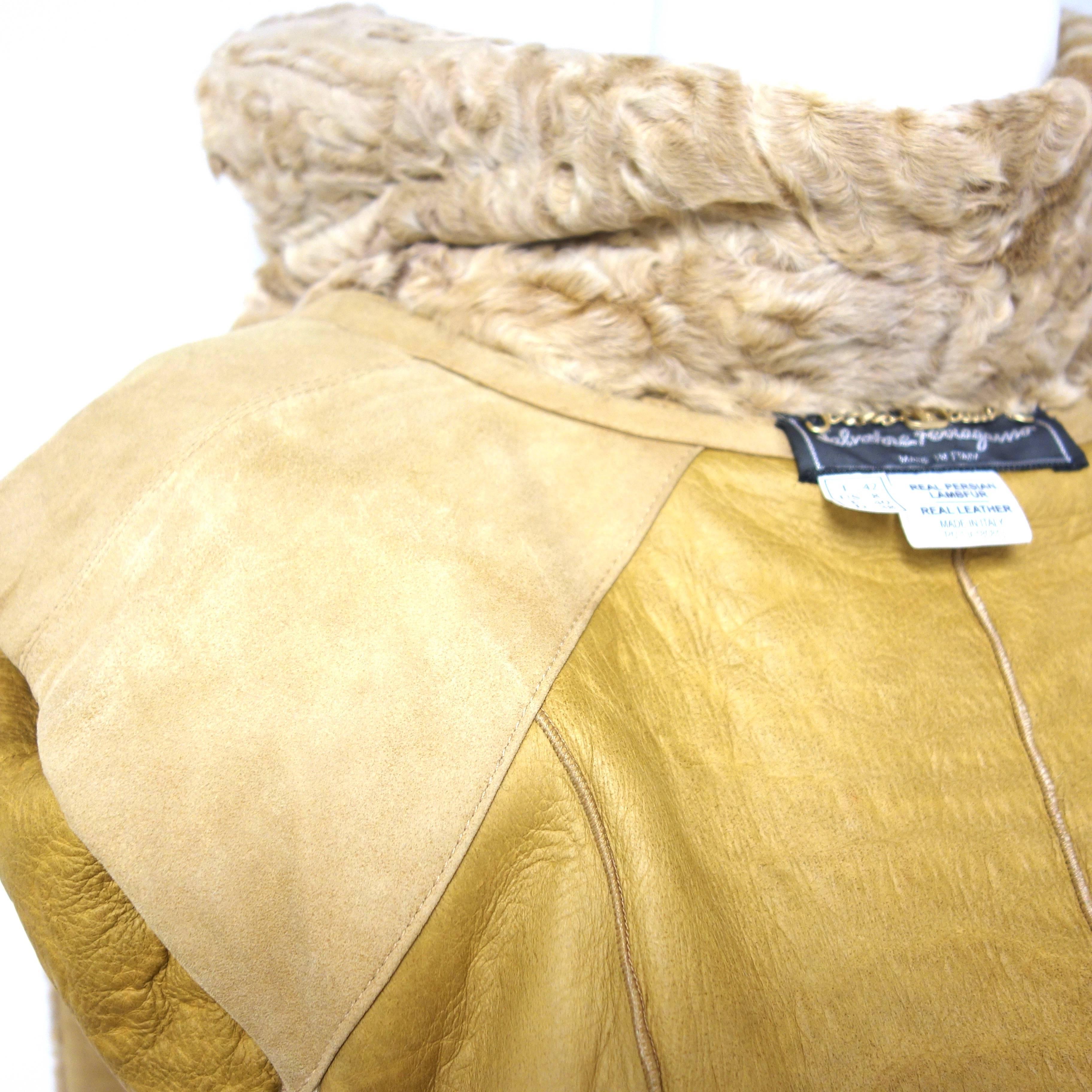 Salvatore Ferragamo Persian Lamb Fur Full Length Leather Jacket 3