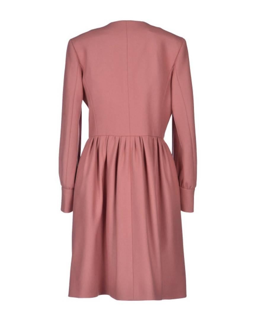 Pink Red Valentino Bow Buttoned Pleated Coat