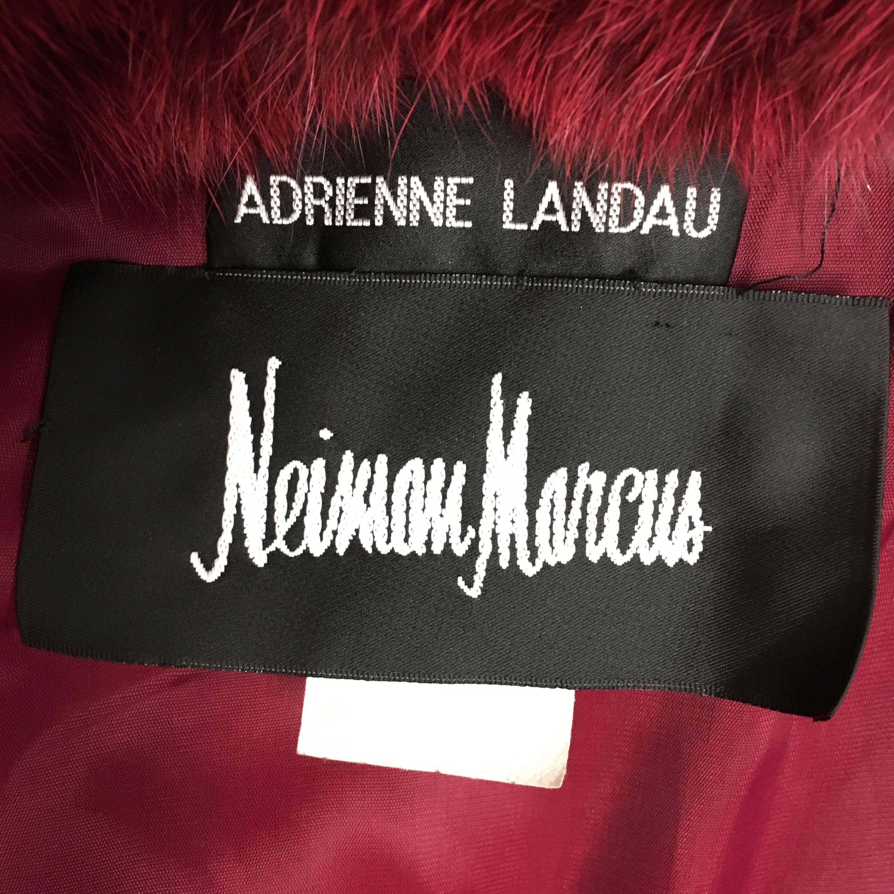 Brown Adrienne Landau Floral Embroidered Velvet Fox Fringe Kimono Coat Jacket