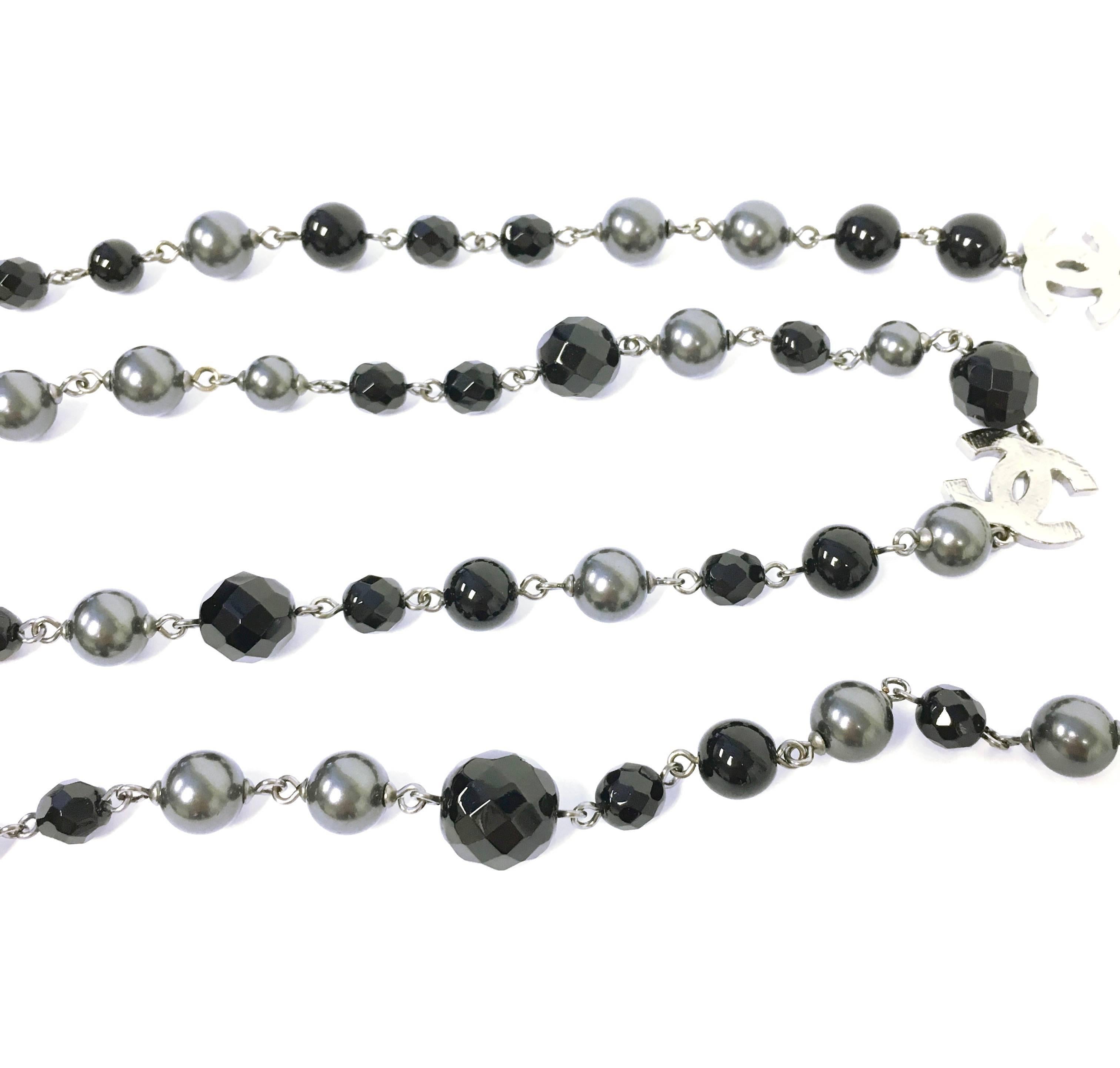 chanel grey pearl necklace