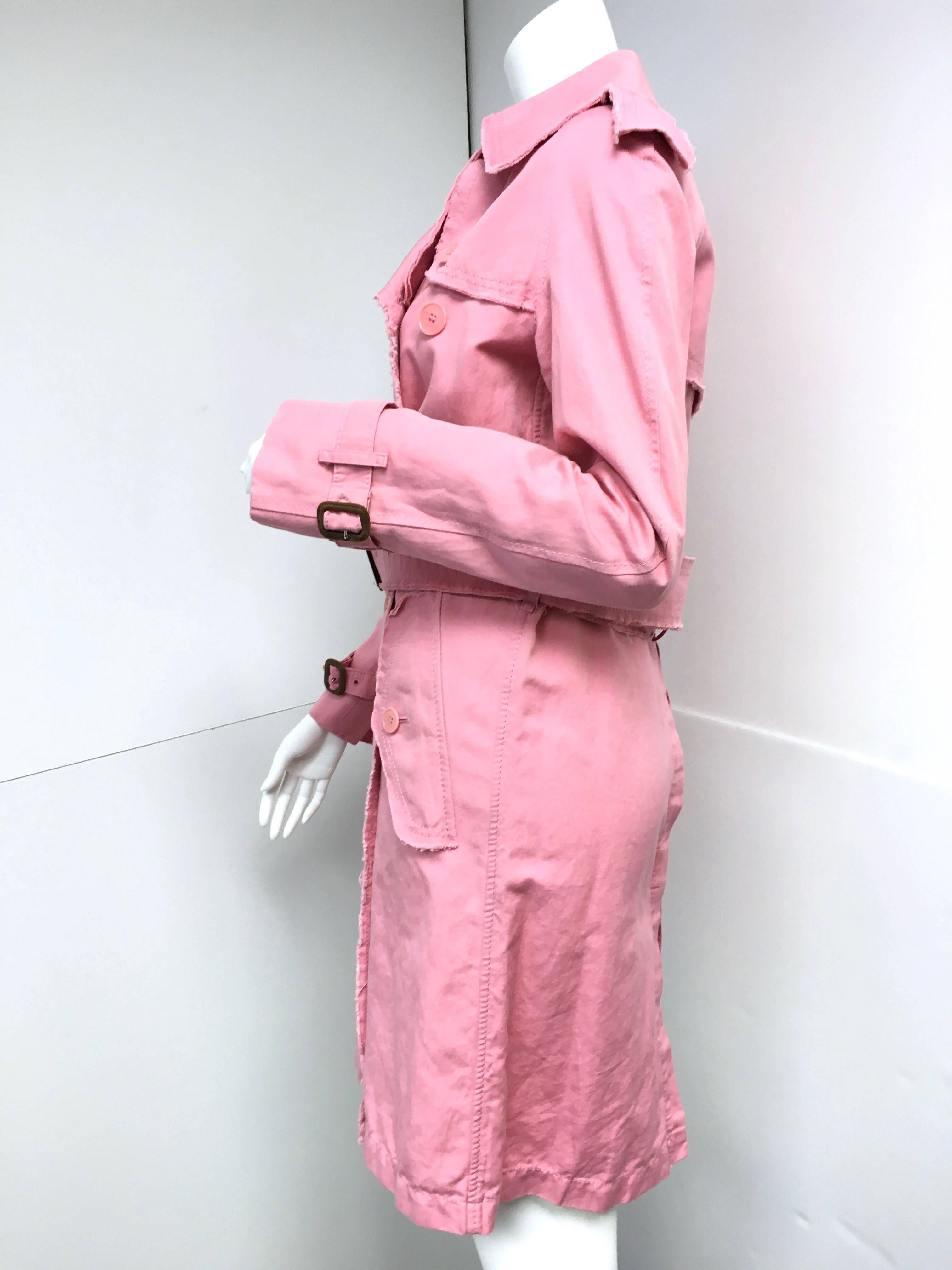  BURBERRY LONDON Signature Pink Fringed Trench Coat New In New Condition For Sale In Westlake Village, CA