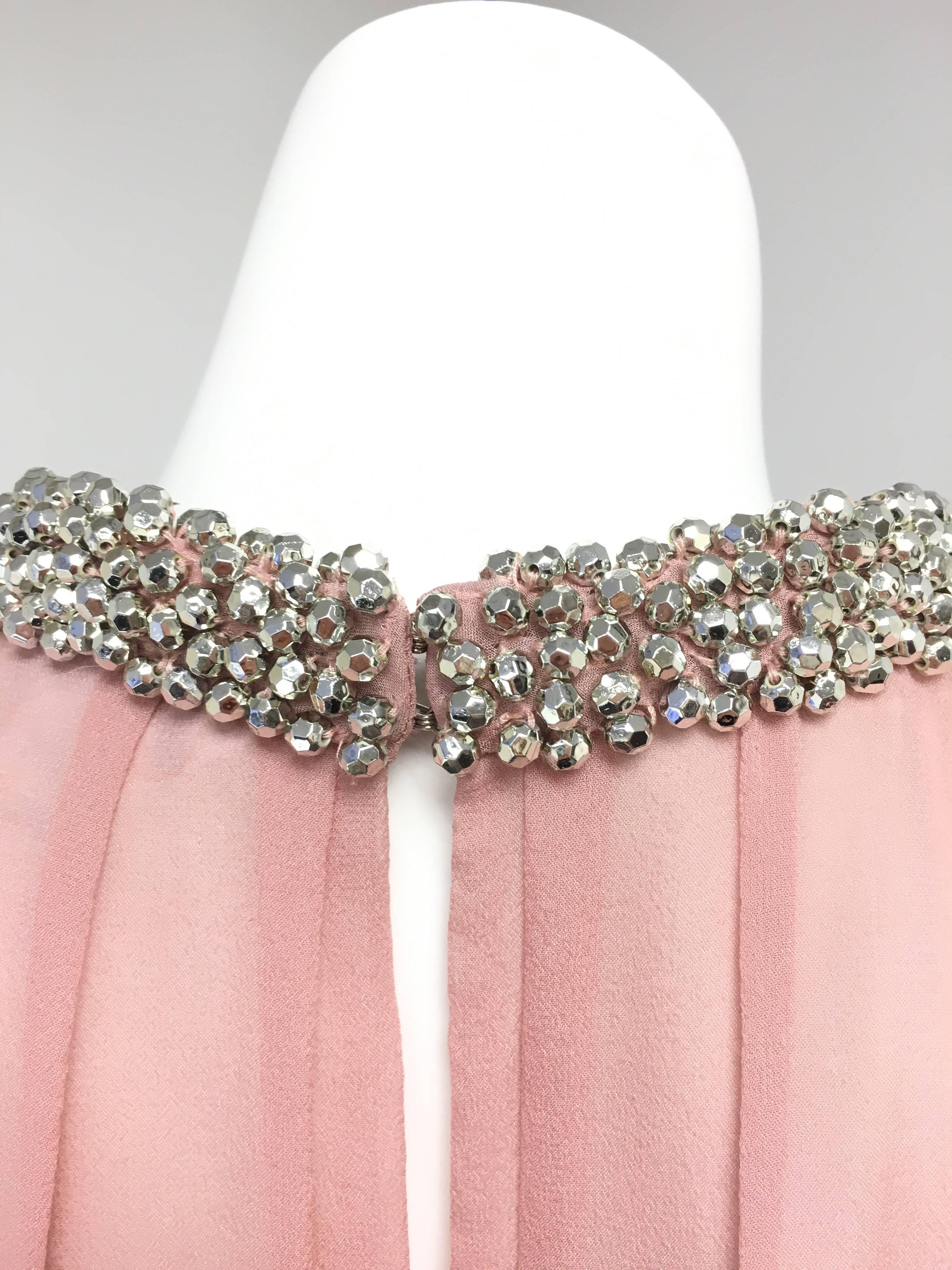 Pink Diane von Furstenberg 'Lainey' Jeweled Halter Blush Silk Shift Dress For Sale