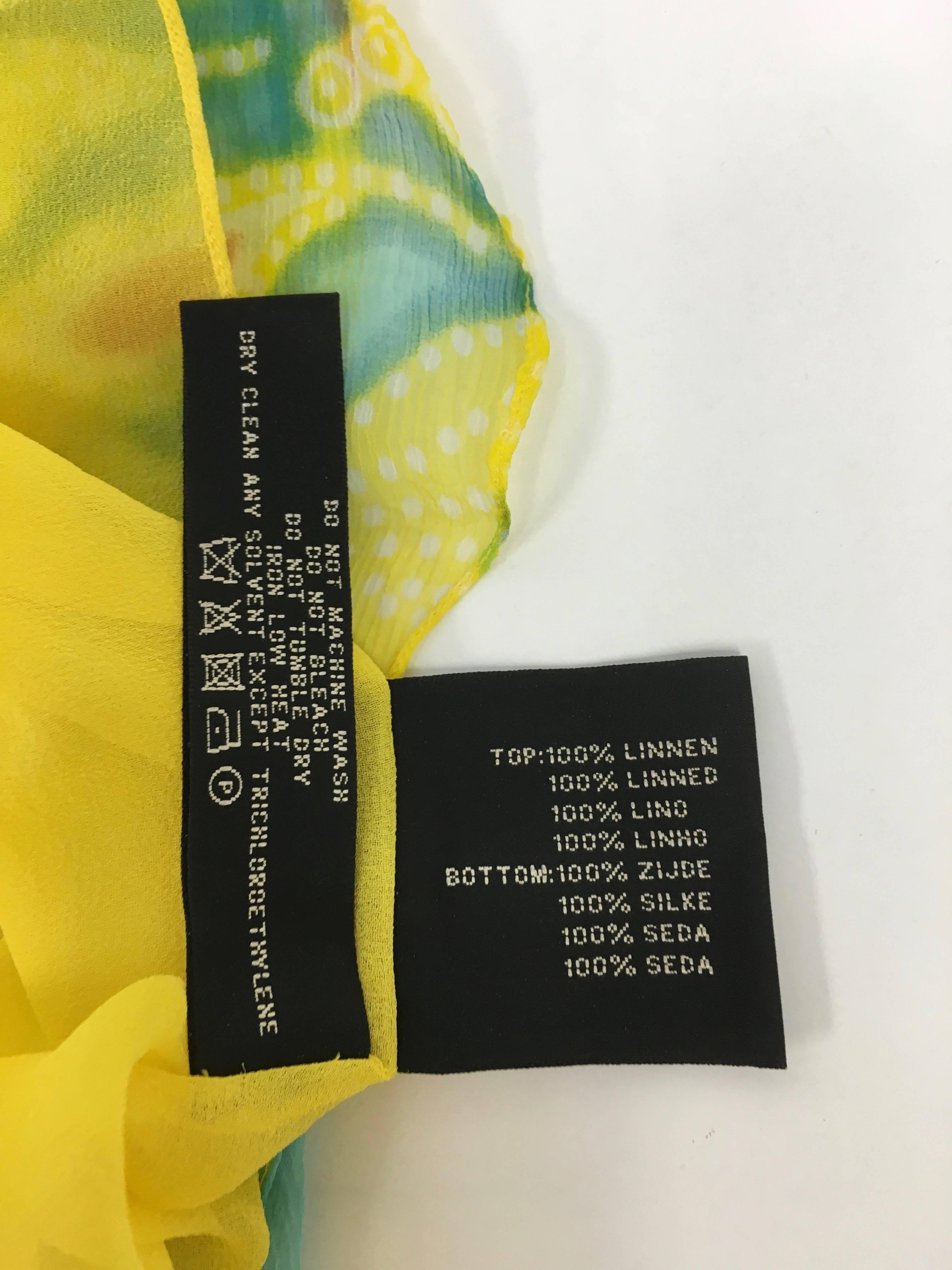 Women's RALPH LAUREN Black Label Yellow Silk Spaghetti Strap Floral Print Summer Dress