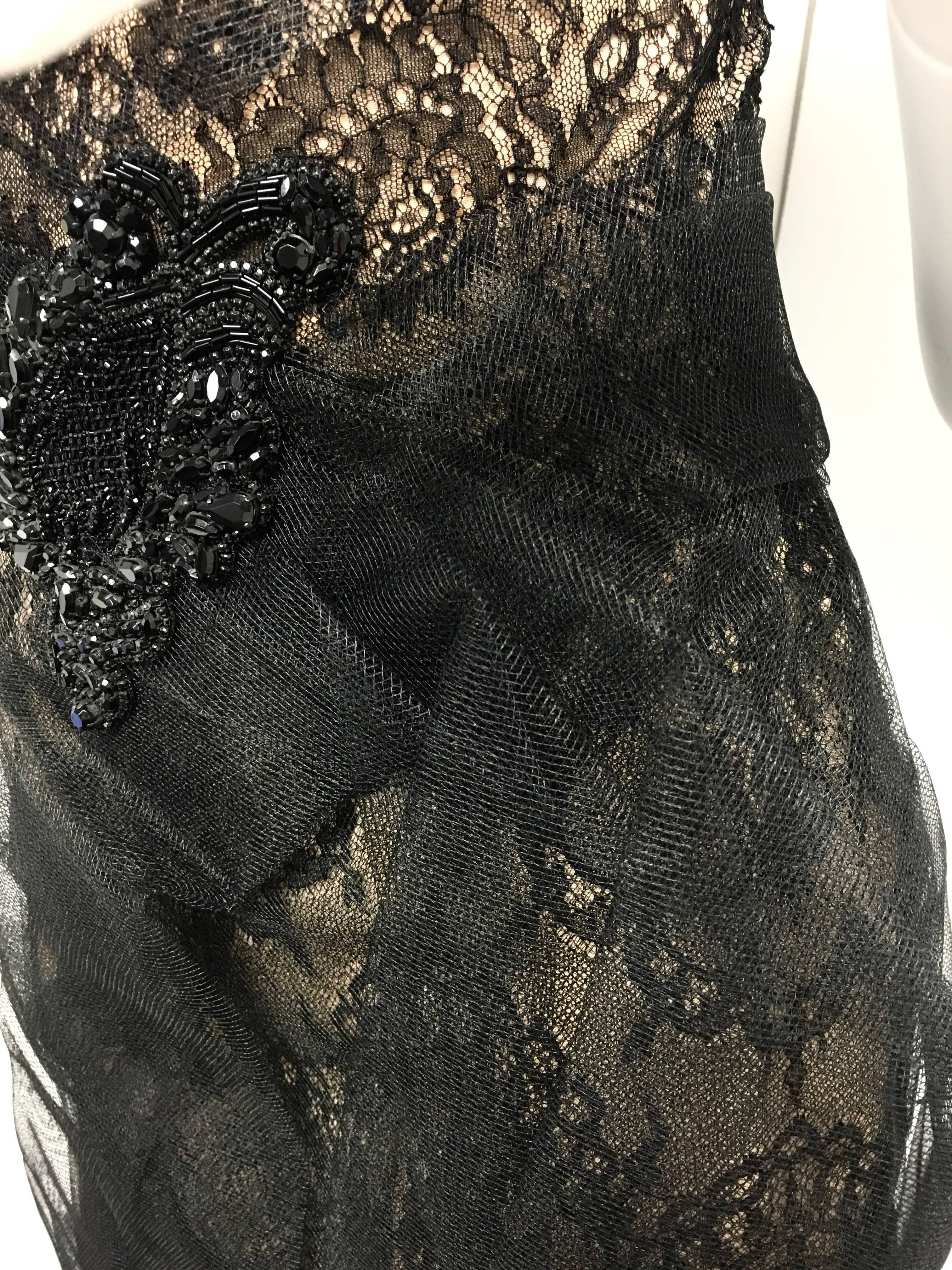 Black Marchesa Sweetheart Dress with Tulle Overlay