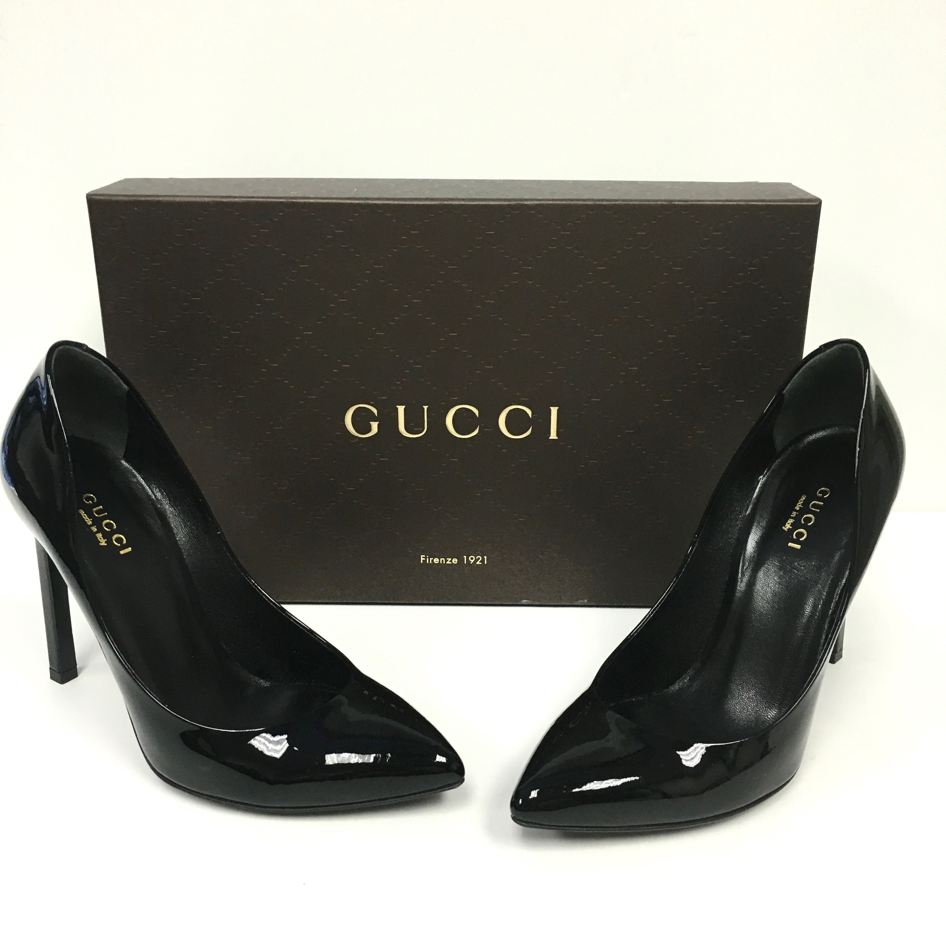 Gucci Vernice Crystal Nero Pumps 35 For 