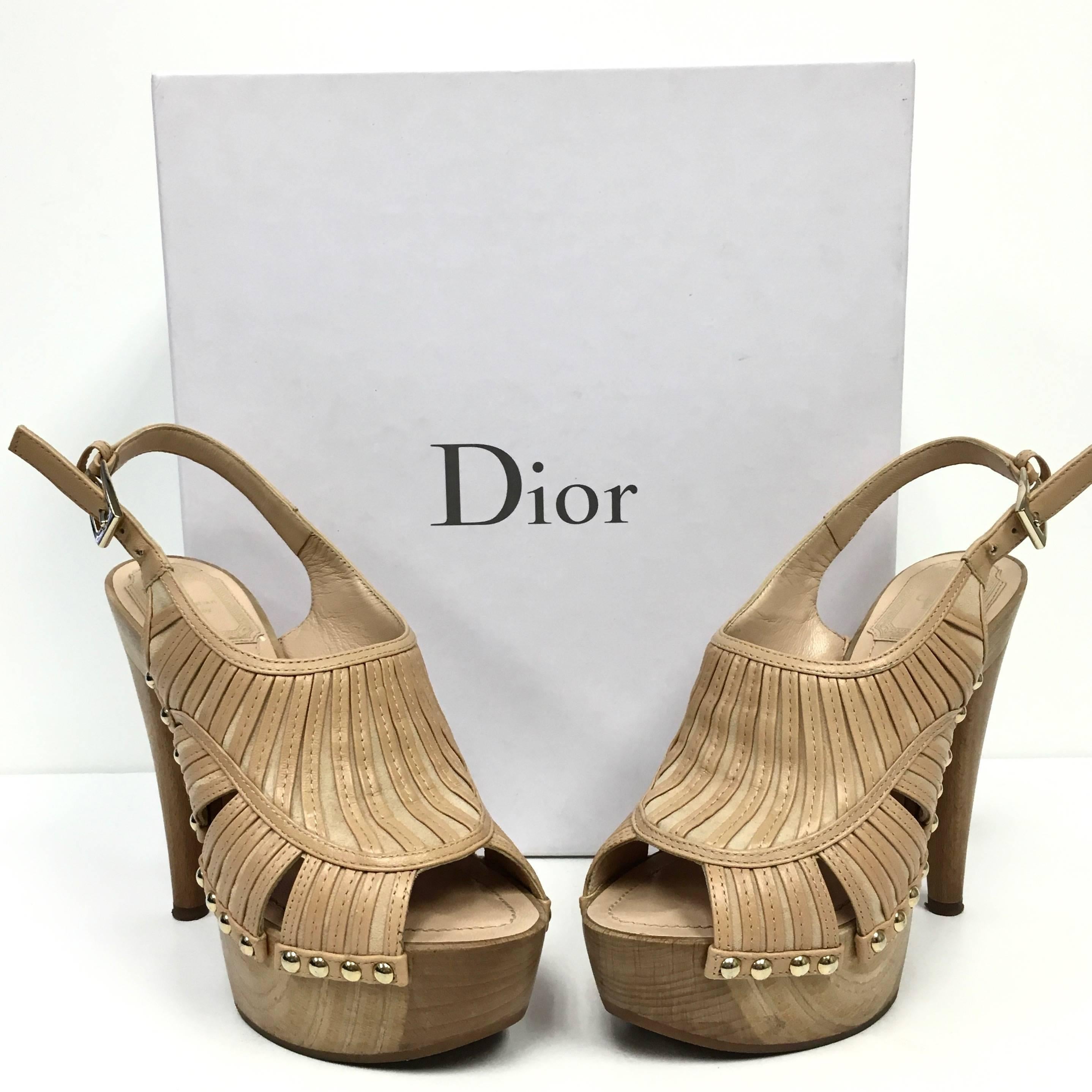 Dior Temptation Nude Slingback Clog Sandals 35 For Sale 1