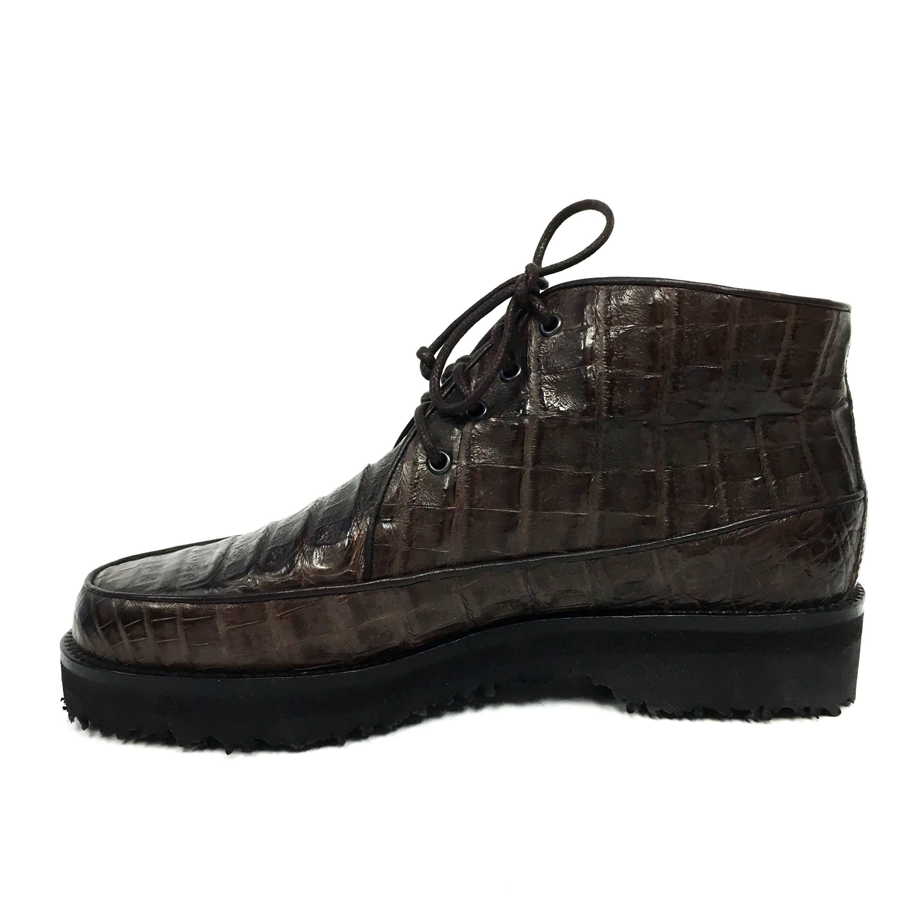 Walter Steiger Crocodile Leather Ankle Boots 37 In New Condition In Westlake Village, CA