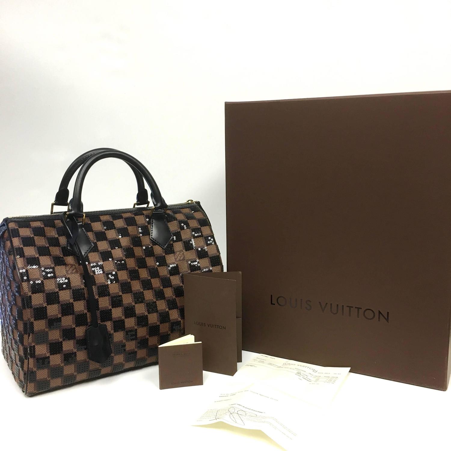 Louis Vuitton Limited Edition Speedy 30 Damier Paillettes Noir Sequin Purse New at 1stdibs