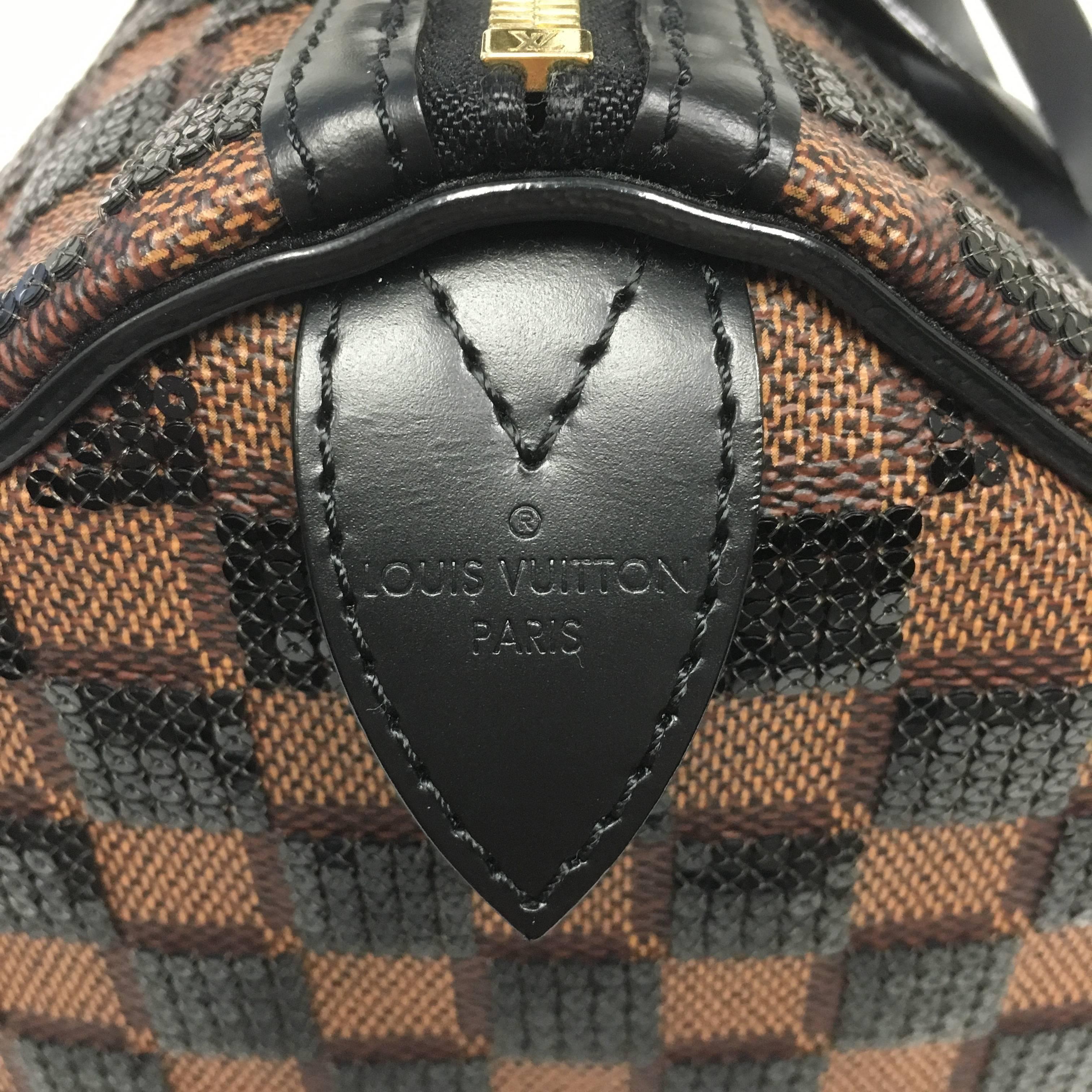 Louis Vuitton Limited Edition Speedy 30 Damier Paillettes Noir Sequin Purse New In New Condition In Westlake Village, CA