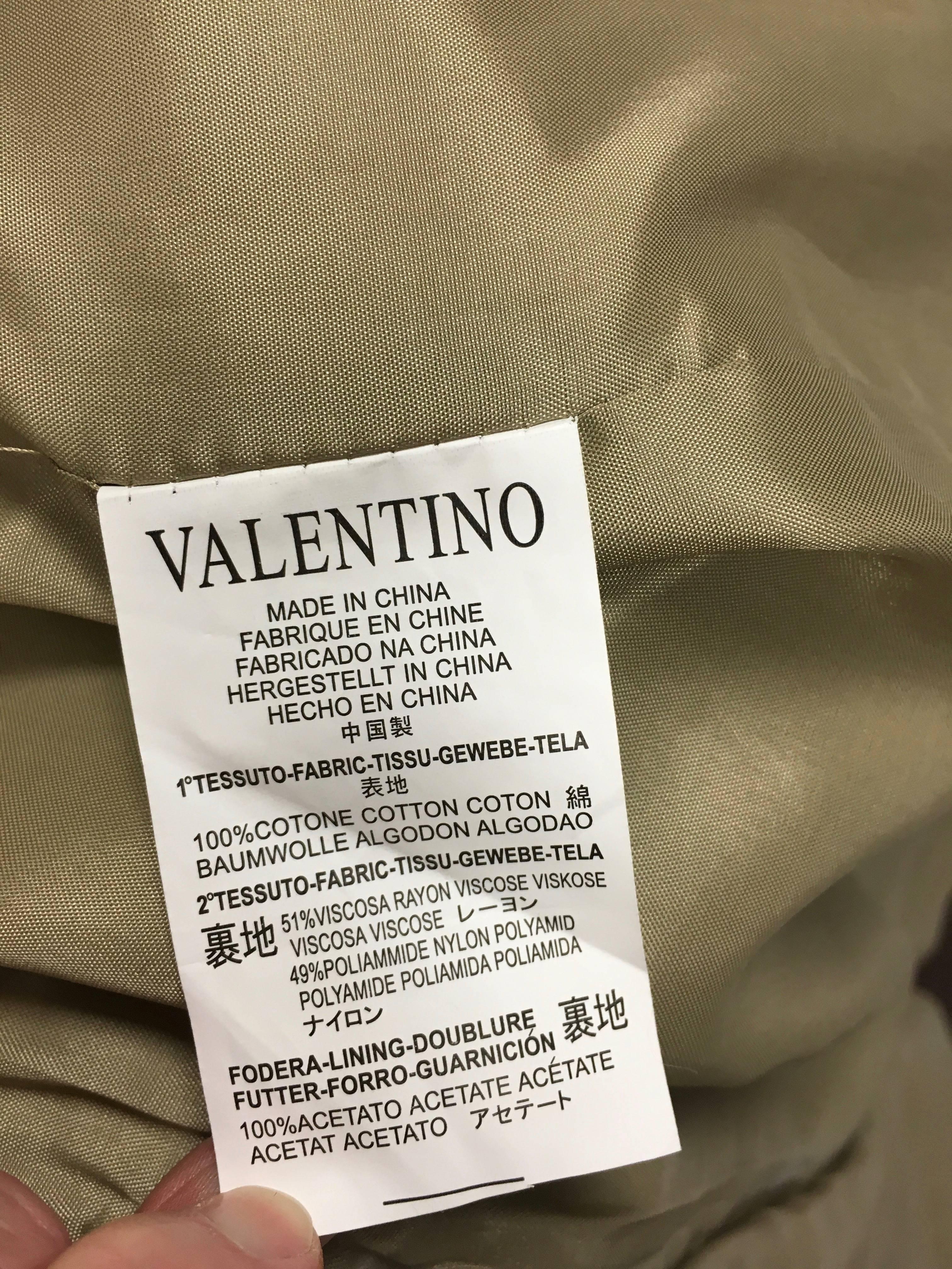 Women's RED Valentino Khaki Trench Coat with Bow and Lace Detail New Size 6