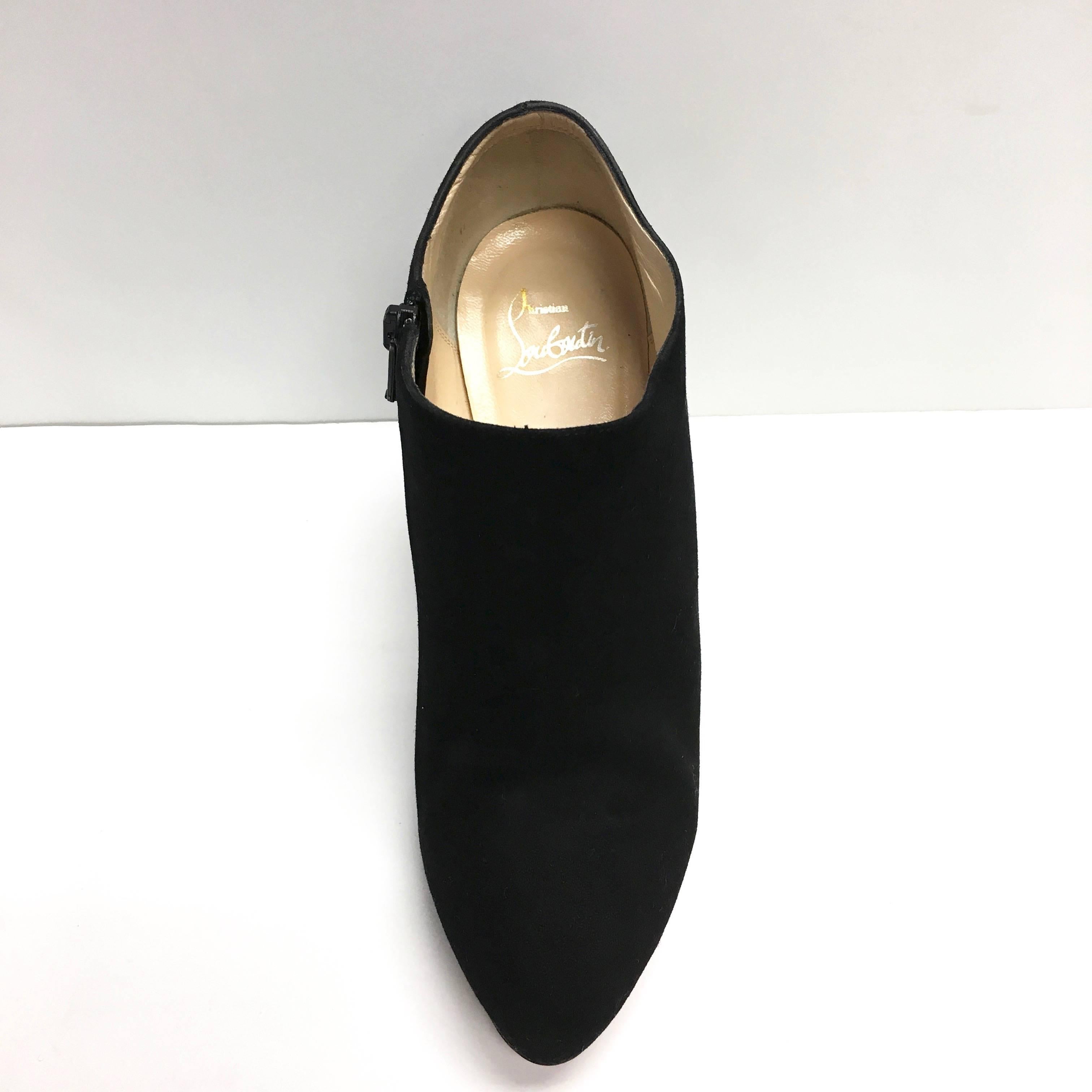 CHRISTIAN LOUBOUTIN Vicky Booty 120 Black Suede Red Bottom Ankle Boots