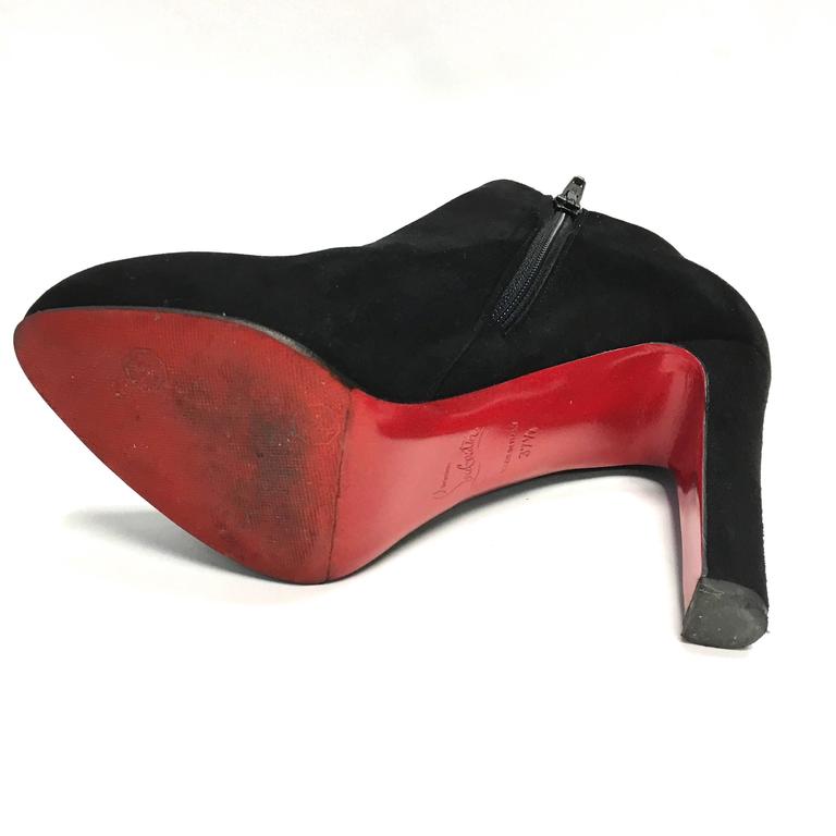 CHRISTIAN LOUBOUTIN Vicky Booty 120 Black Suede Red Bottom Ankle Boots ...