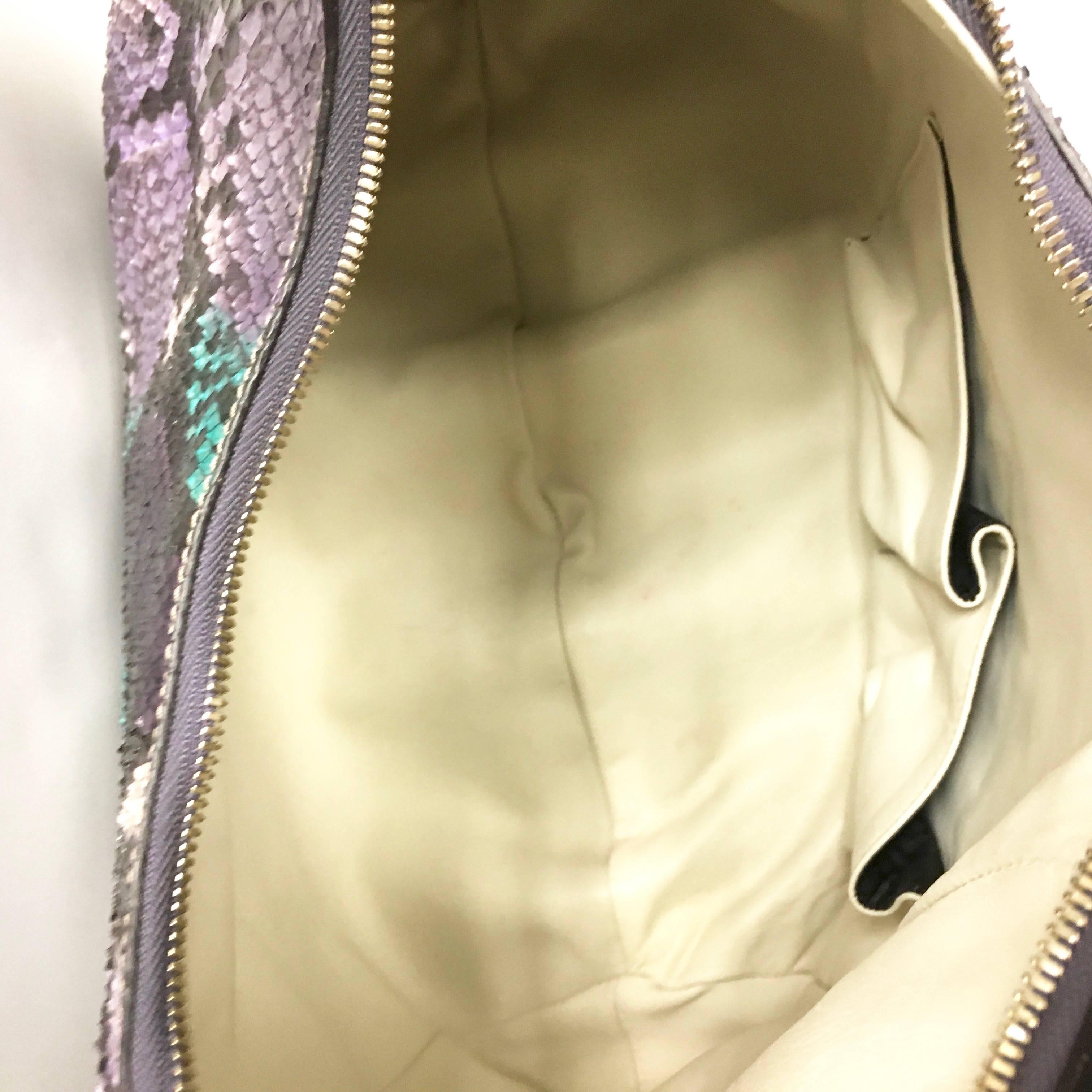 Gray GUCCI Purple Beige Multicolor Python Soho Large Hobo Bag